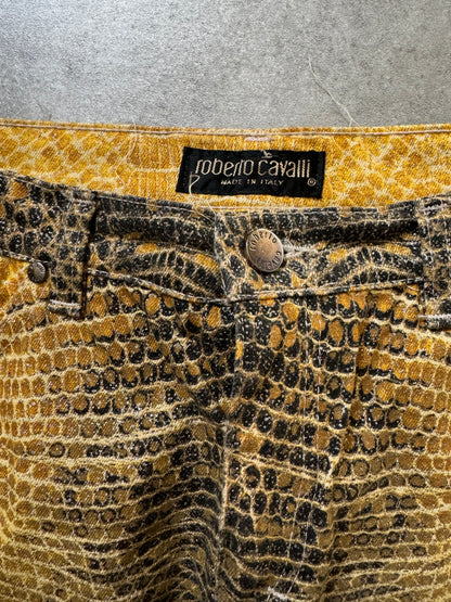 1990s Roberto Cavalli Bees Yellow Scales Pants (M)