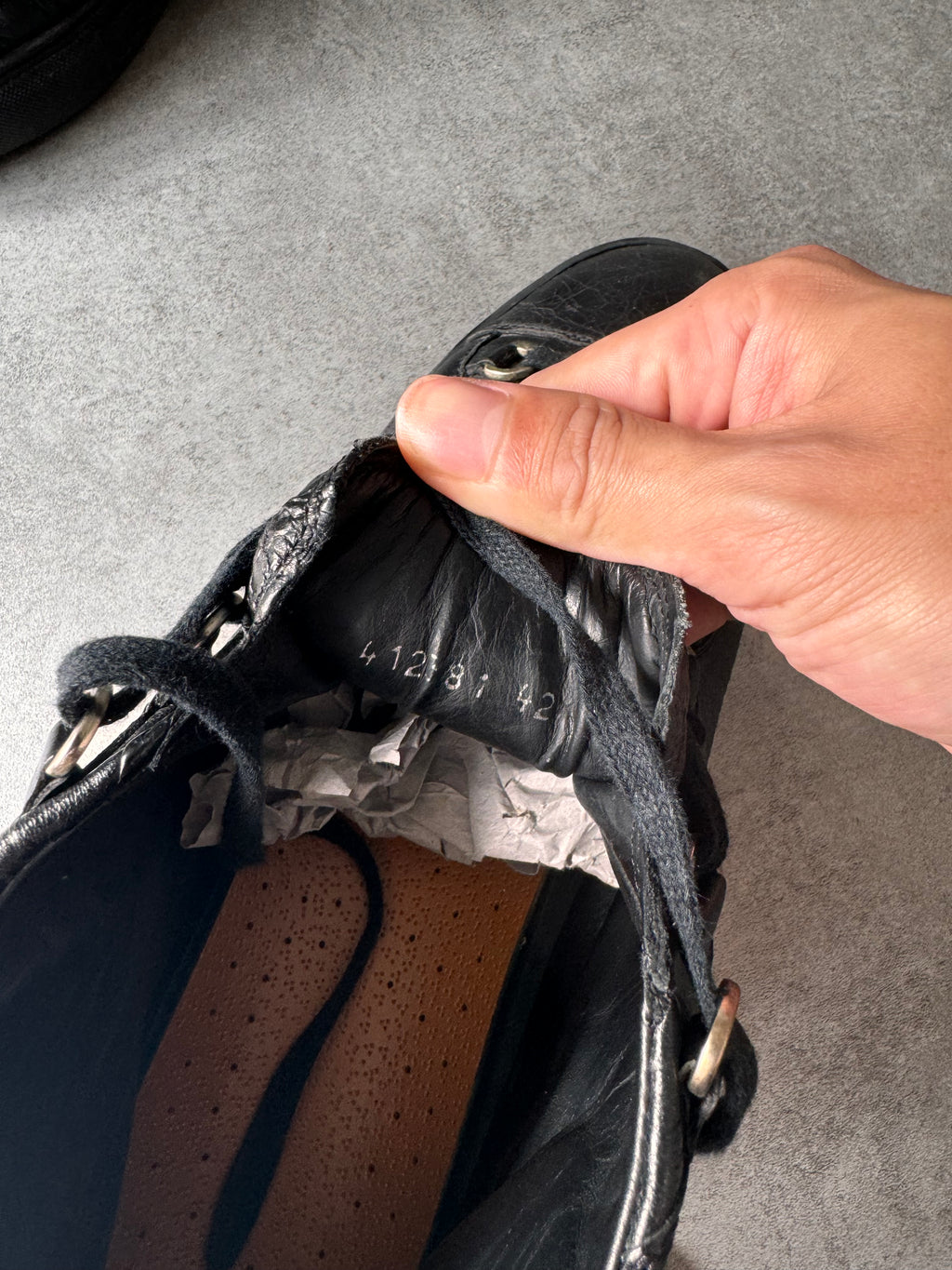 Balenciaga Arena High Black Cracked Leather Sneakers