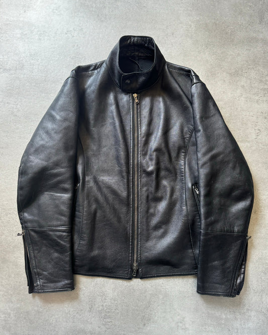 AW1998 Emporio Armani Black Dark Samurai Lamb Leather Jacket (XL) - 1