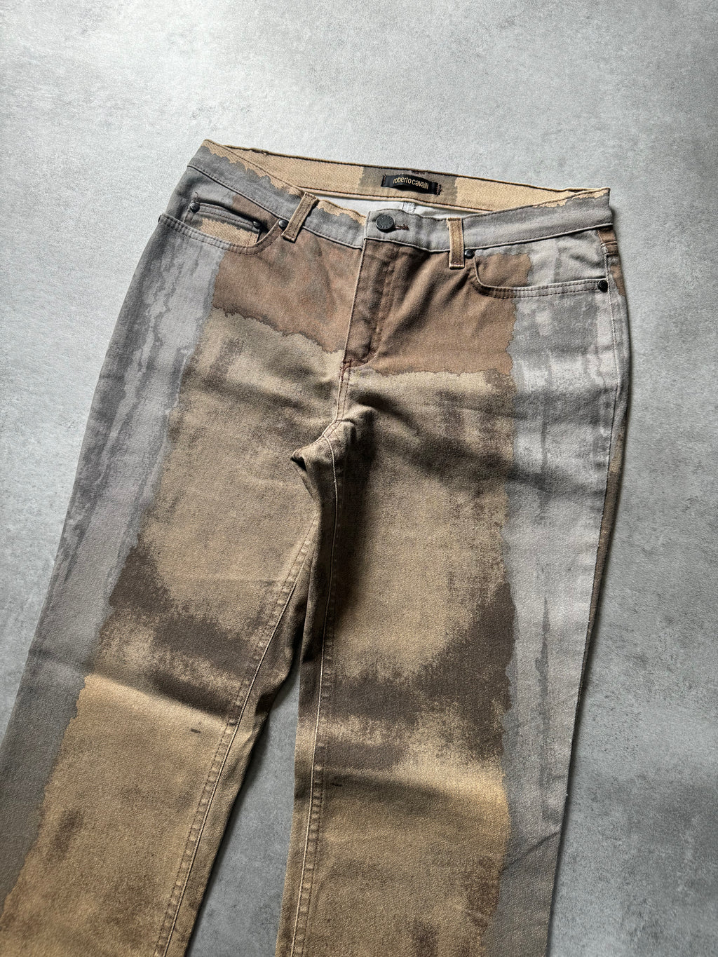 FW01 Roberto Cavalli Brown Autumn Forest Wood Pants (S) - 6