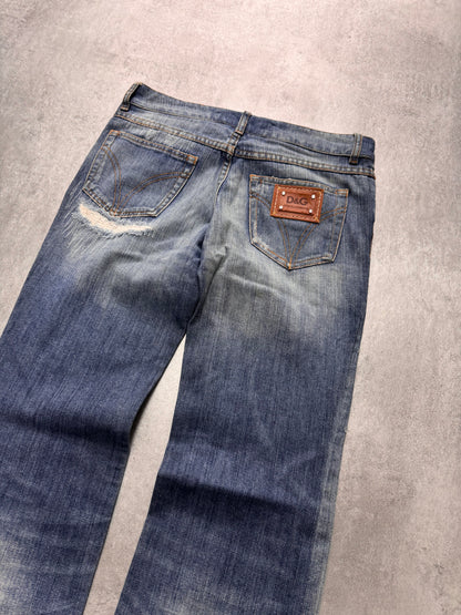 2000s Dolce & Gabbana Sun Faded Distressed Denim Jeans (XS)