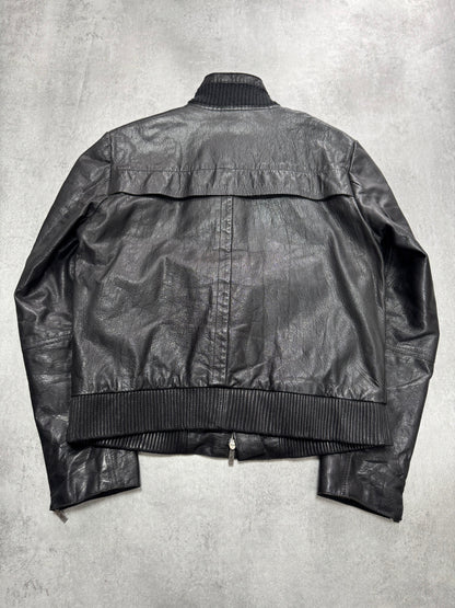 AW2007 Emporio Armani Textured Black Leather Jacket (S/M)