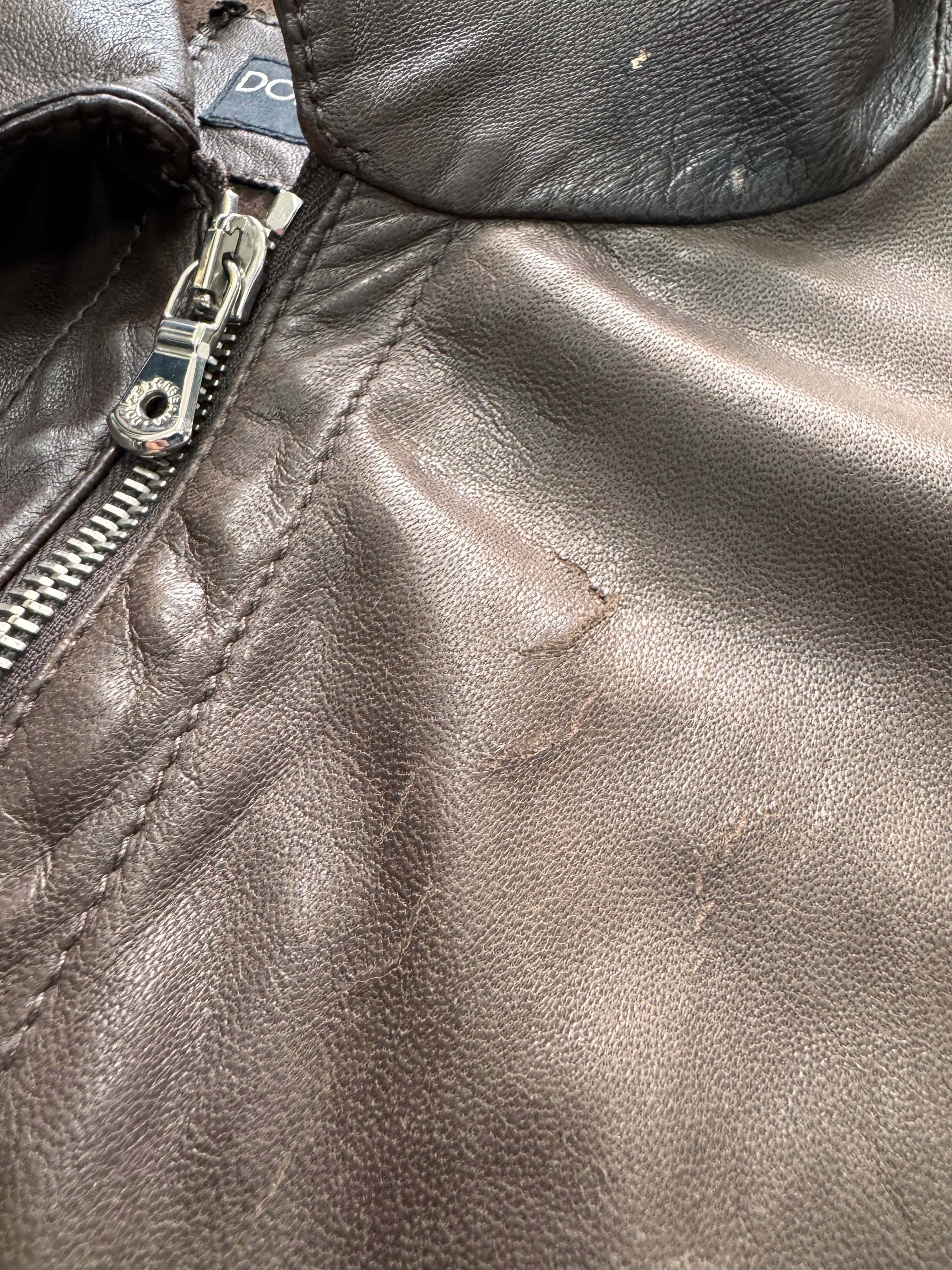 2000s Dolce & Gabbana Simple Brown Leather Jacket