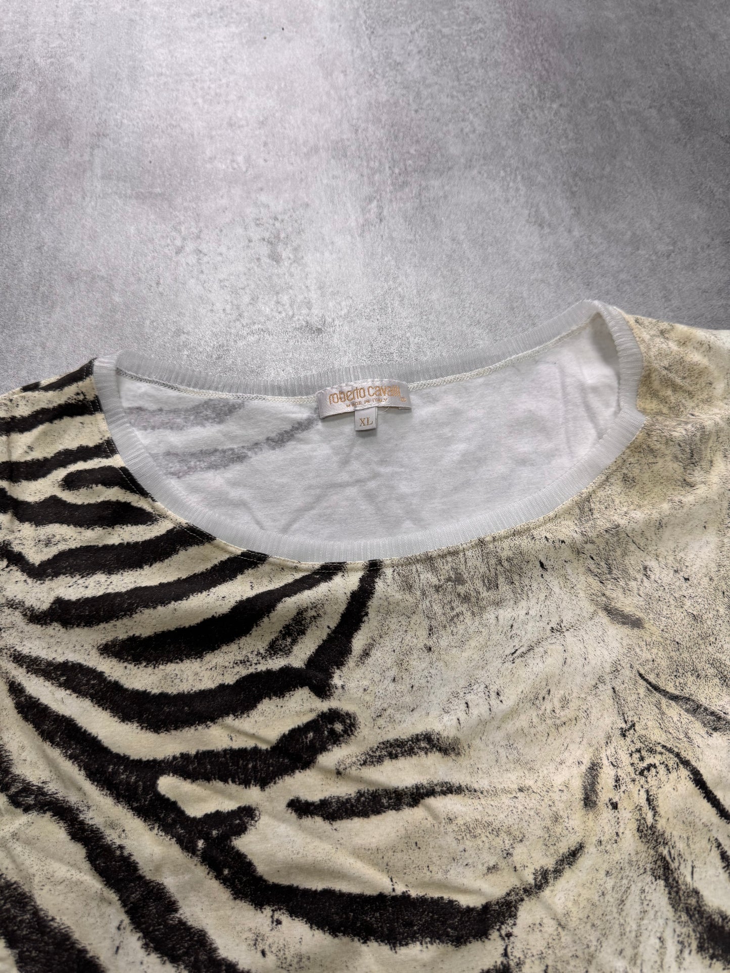 2000s Roberto Cavalli Zebra Marble Tee (XS)