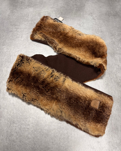 Dolce & Gabbana Faux-Fur Brown Scarf (OS)