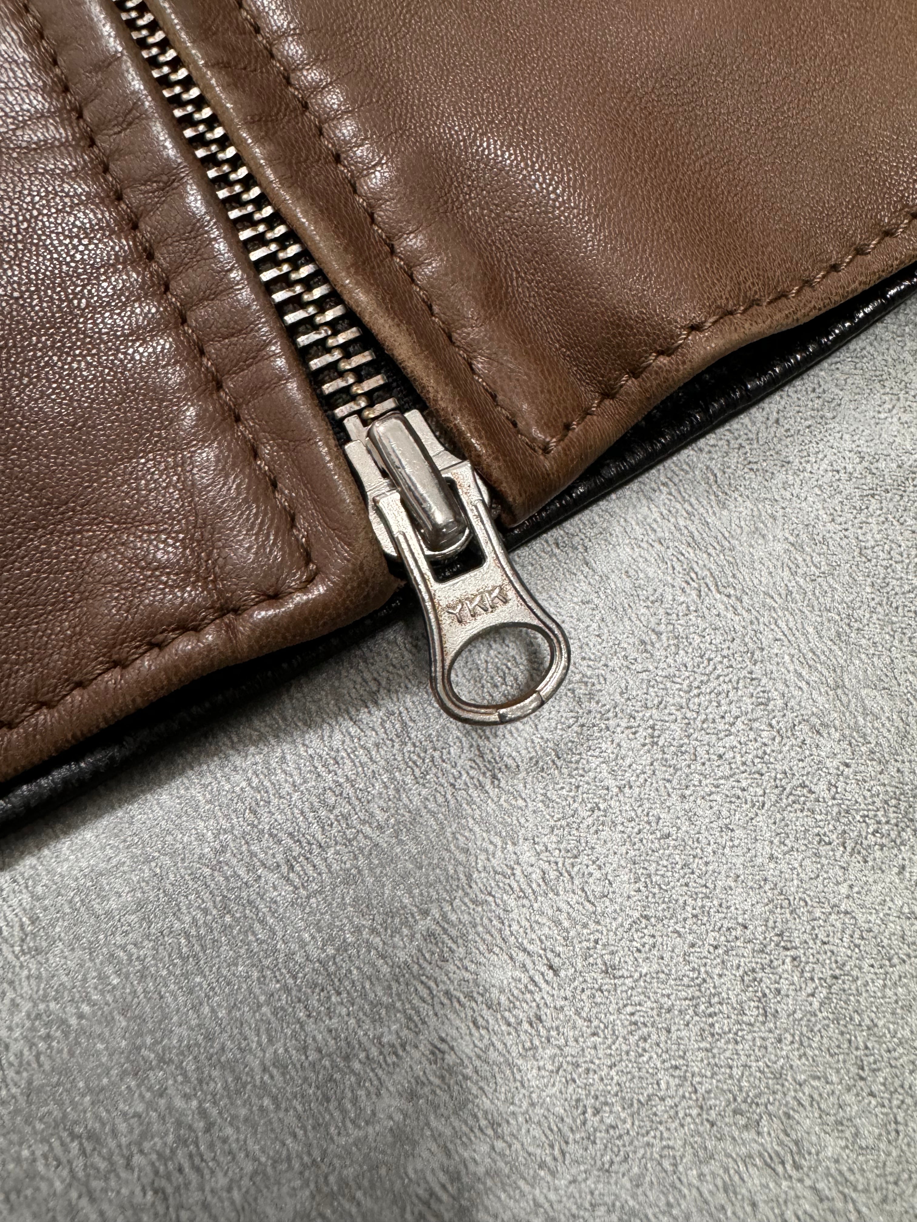 2000s Daniele Alessandrini Biker Tricolour Leather Jacket