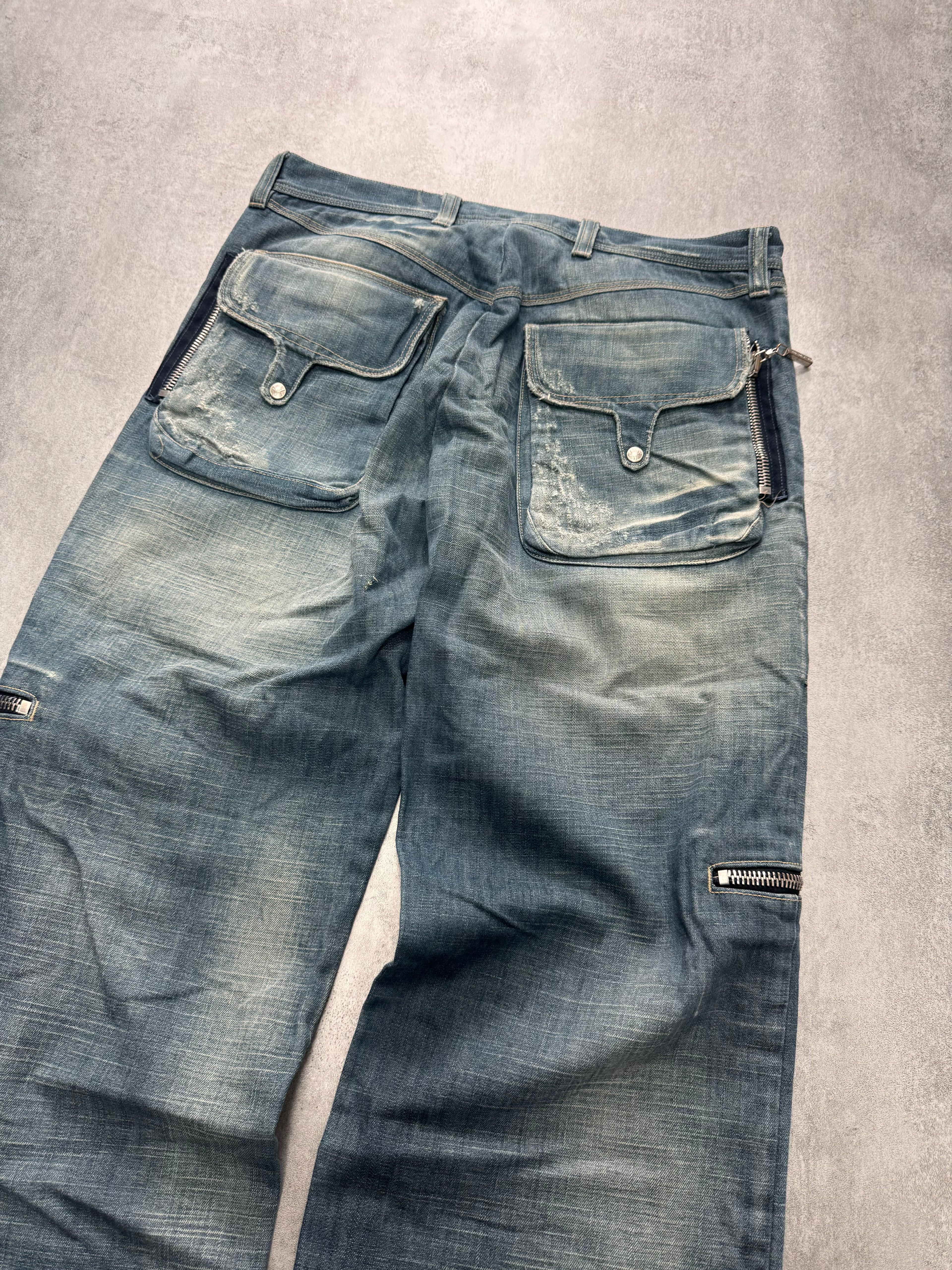 AW2005 Versace Cargo Sun Faded Denim Jeans