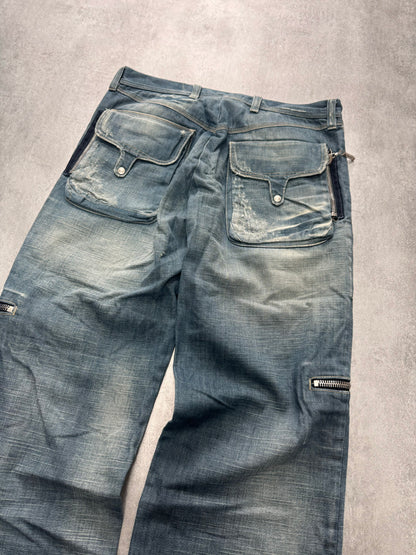 AW2005 Versace Cargo Sun Faded Denim Jeans (S/M)