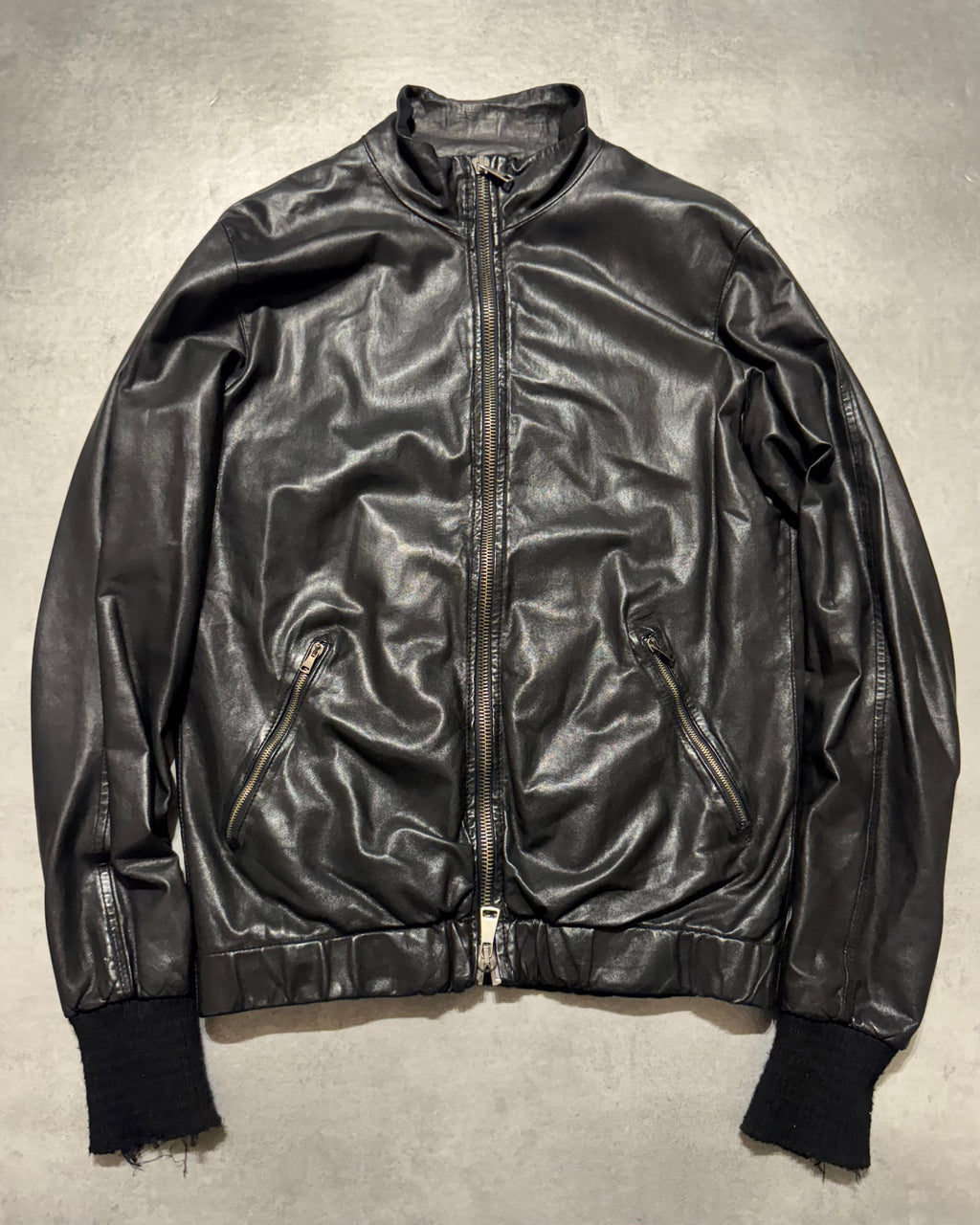 2010s Giorgio Brato Avant-Garde Black Leather Bomber Jacket