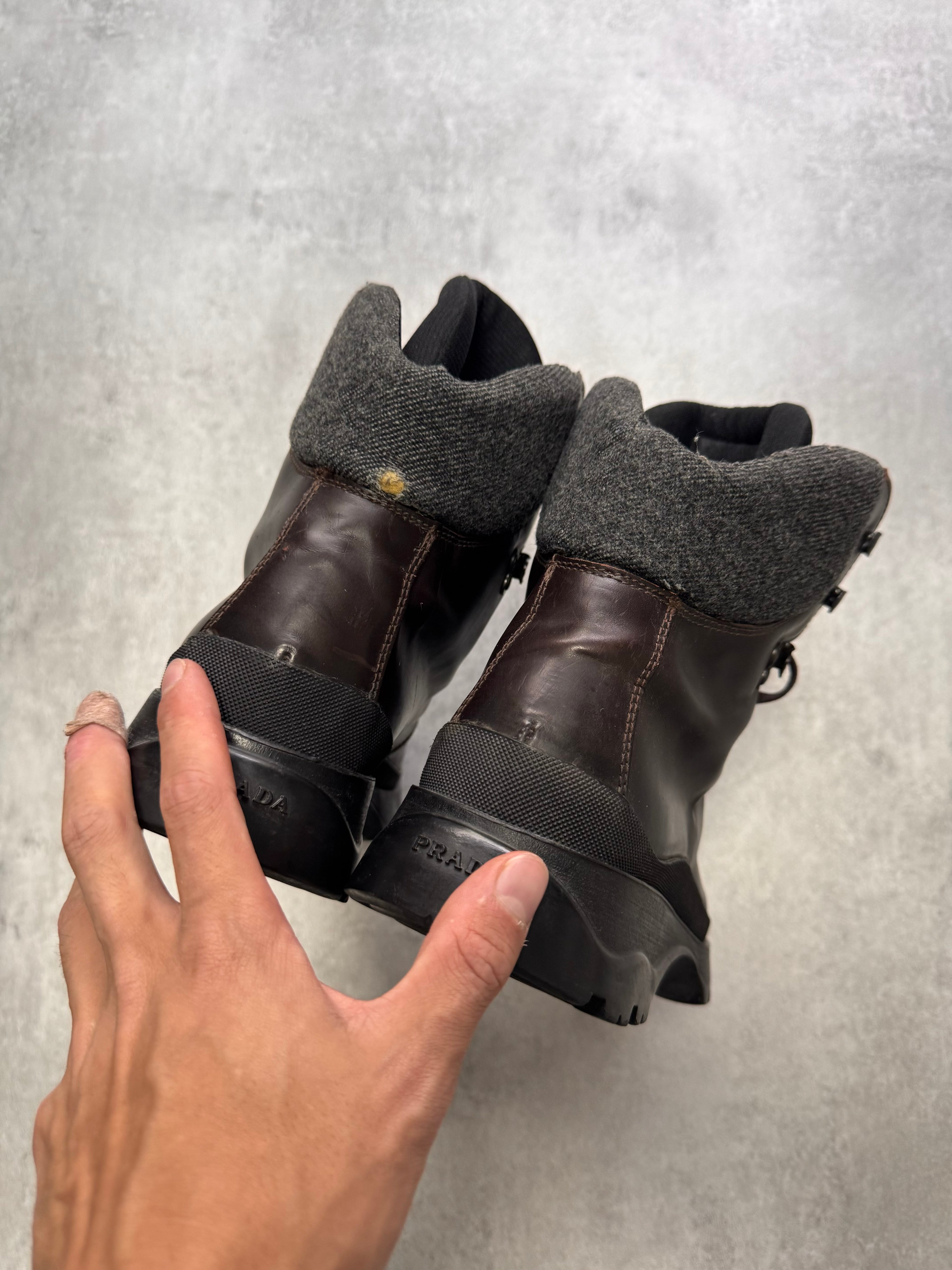 FW1999 Prada Brown Leather Hiking Boots