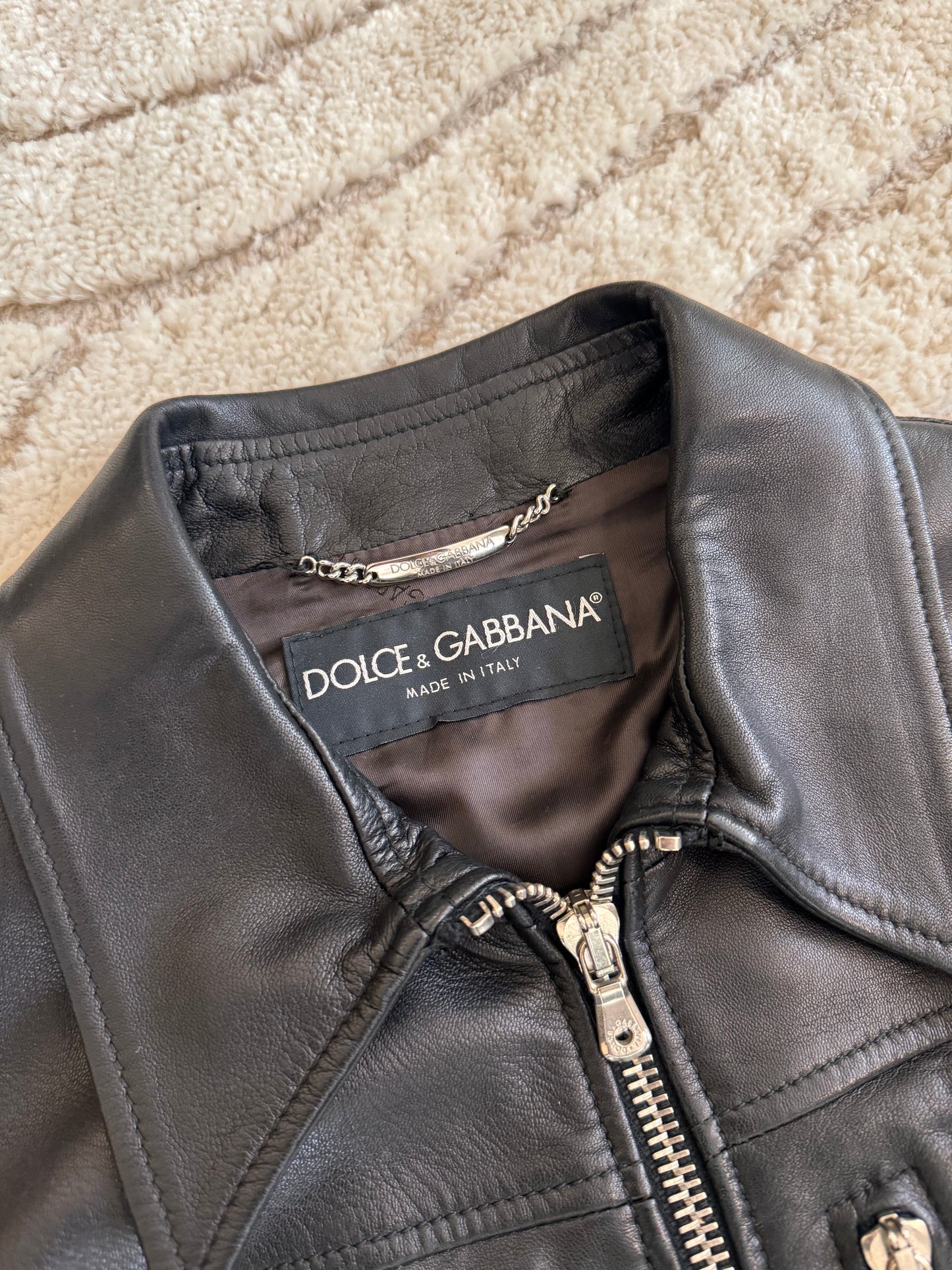 SS2002 Dolce &amp; Gabbana 多拉链皮夹克 (M)