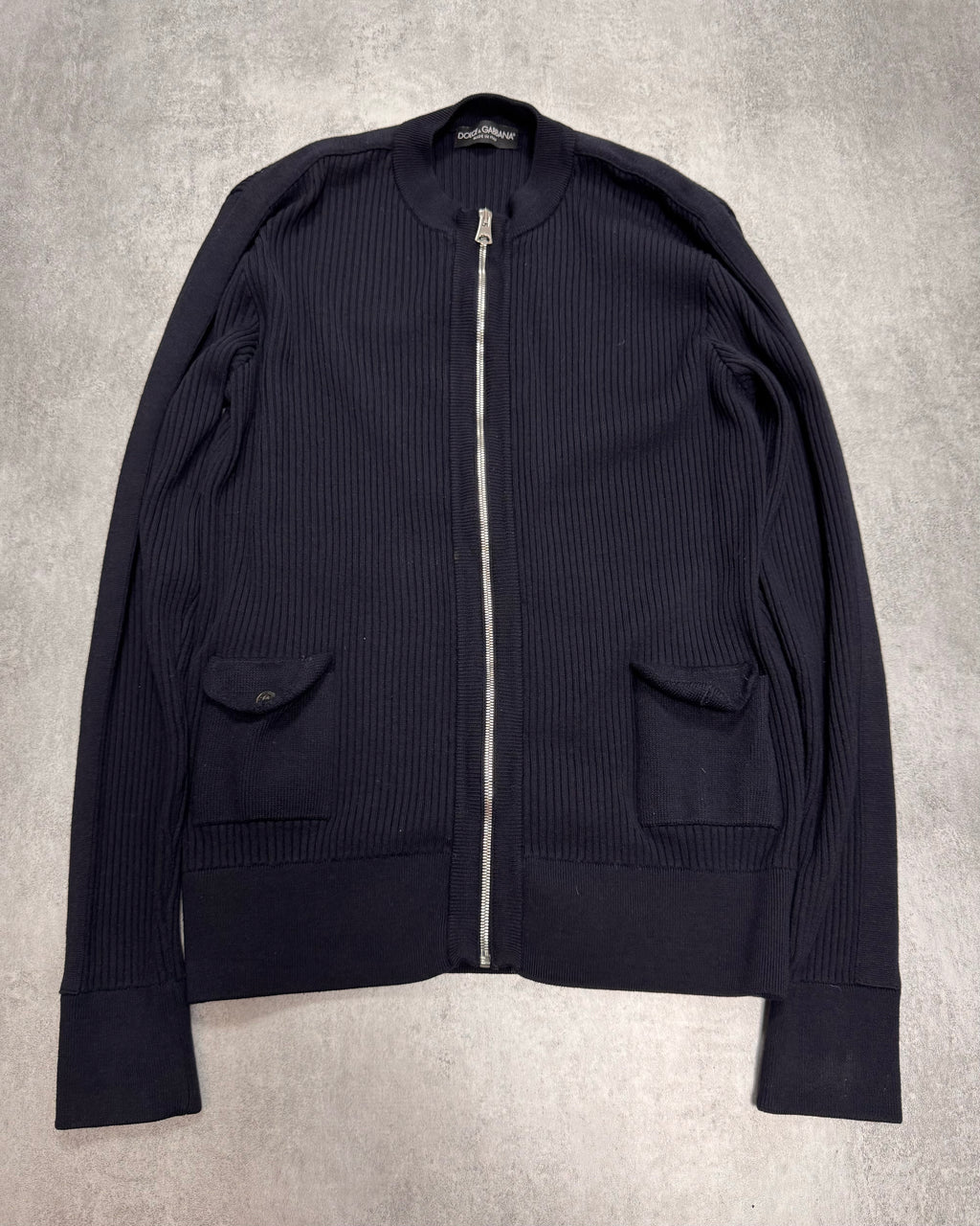 2000s Dolce & Gabbana Minimalist Navy Zip-Up