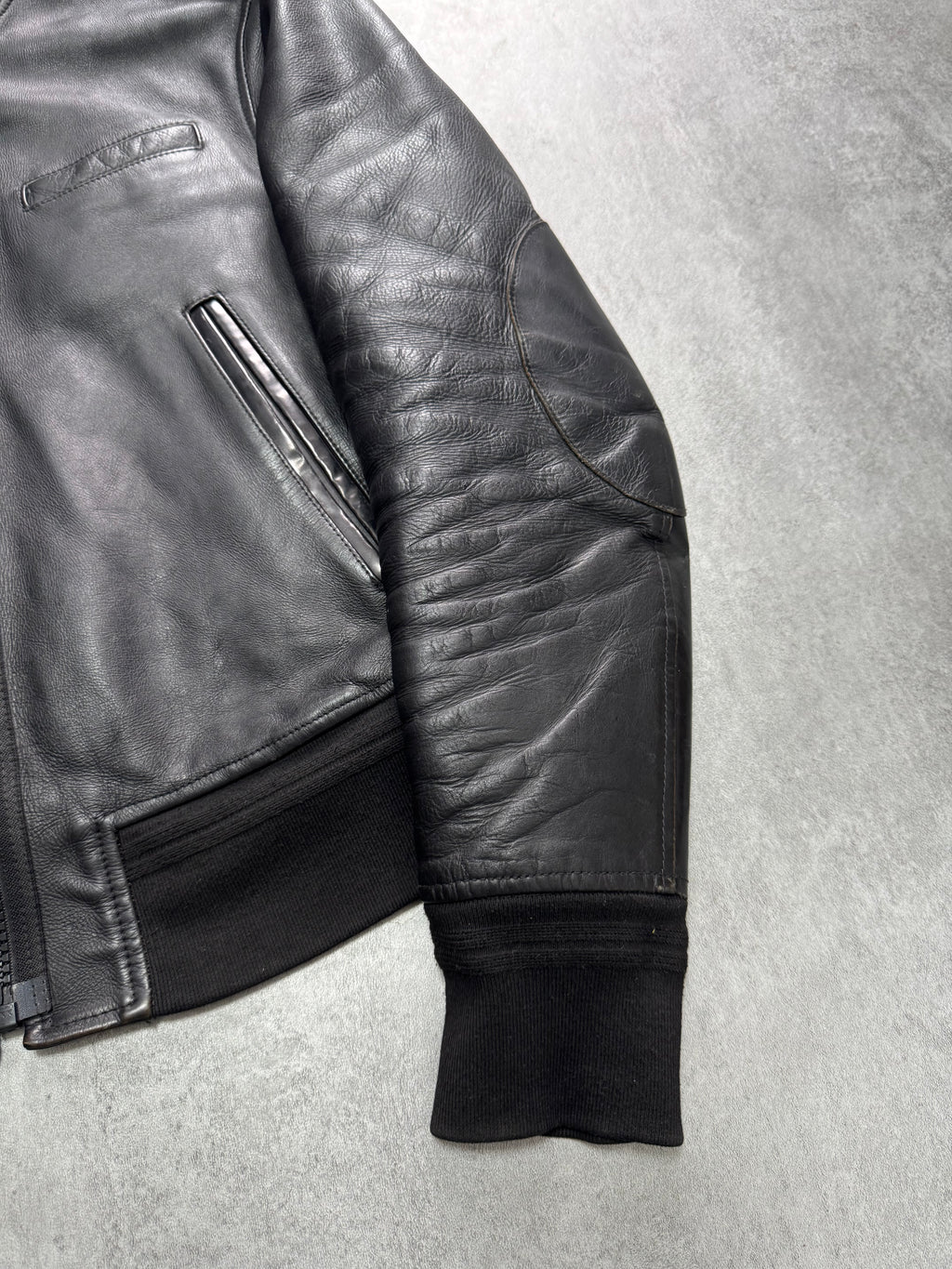 2000s Acne Studios Black Leather Bomber Jacket