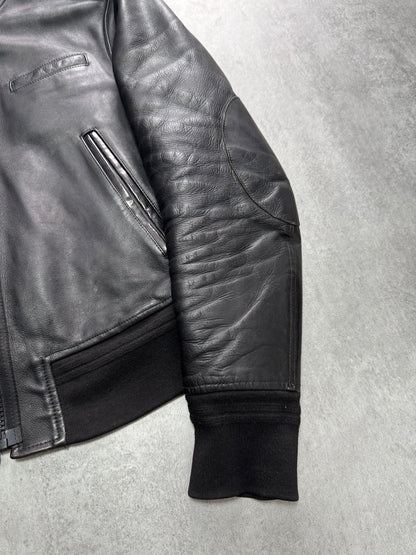 2000s Acne Studios Black Leather Bomber Jacket (S)