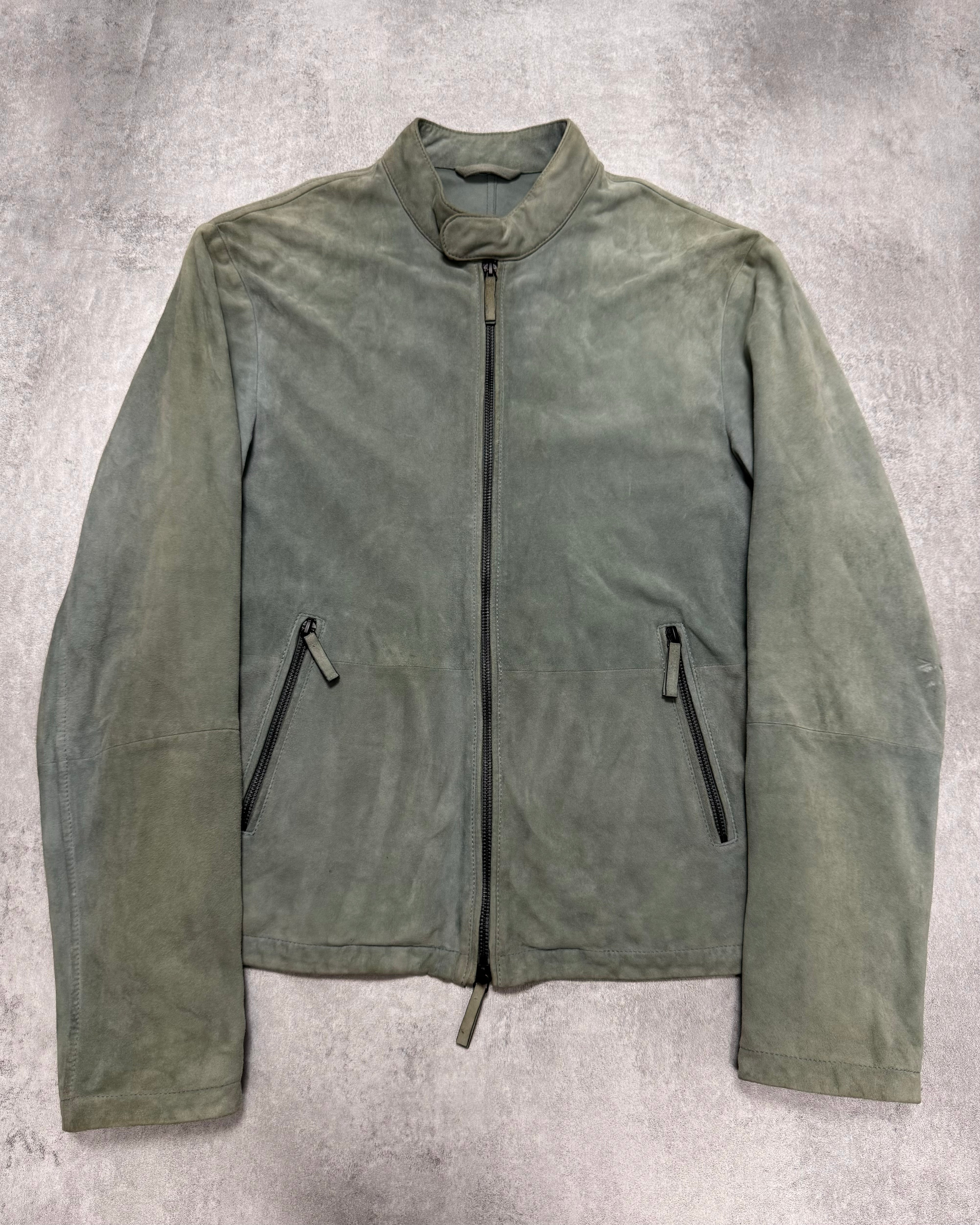 SS2019 Emporio Armani Alga Green Suede Leather Jacket