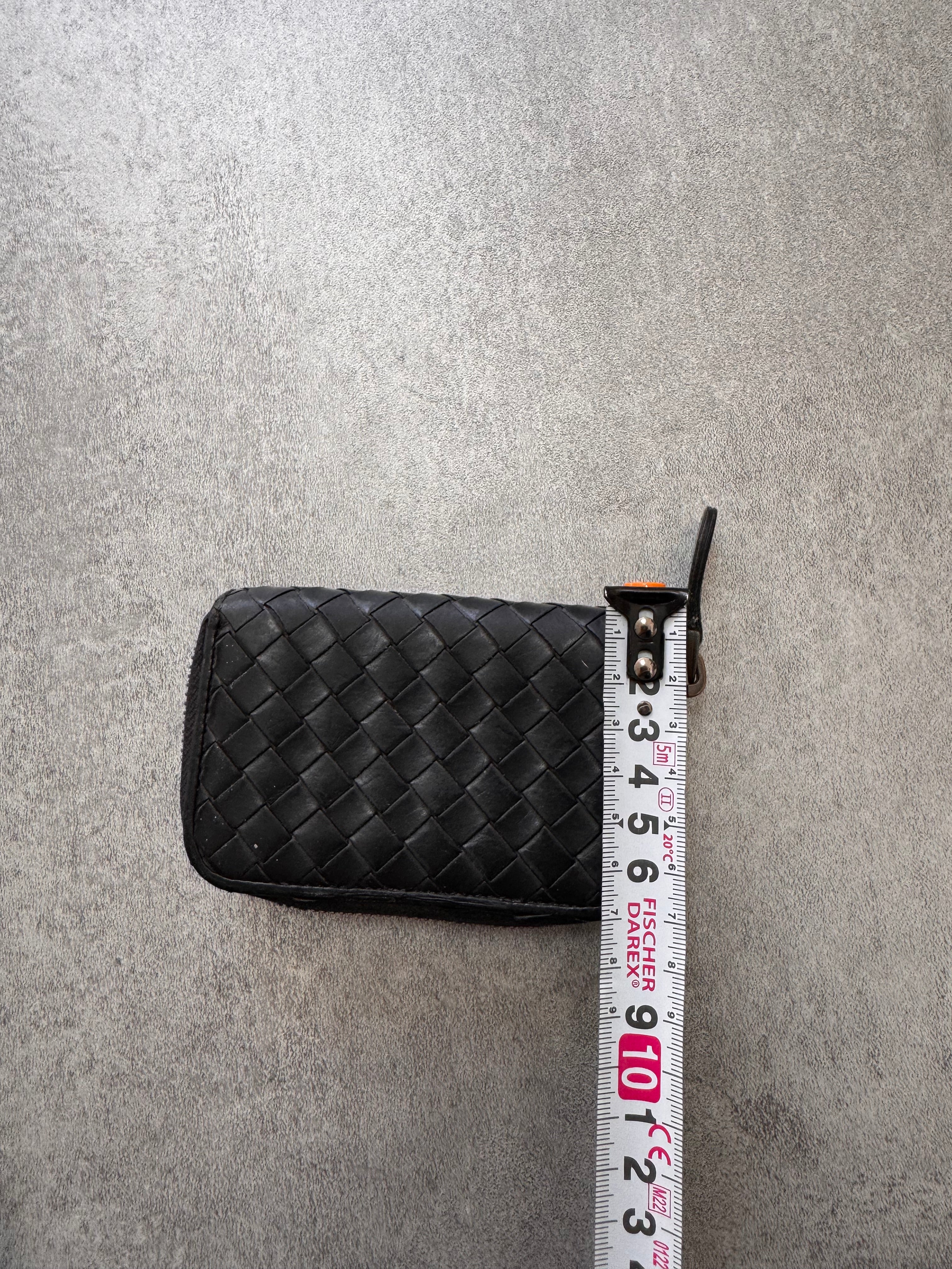 1990s Bottega Venetta Intrecciato Black Woven Leather Wallet