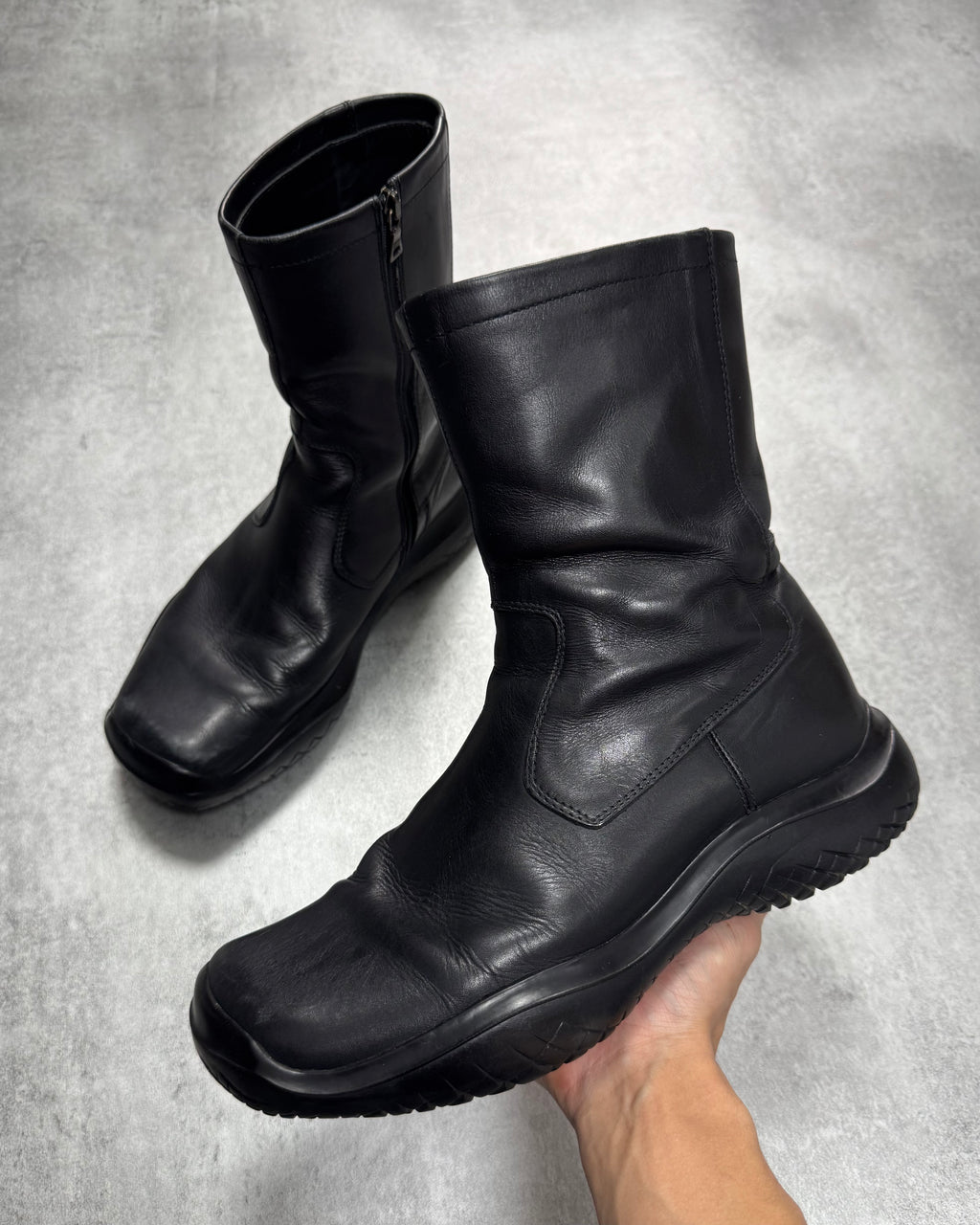 FW1999 Prada Ankle Vibram Black Leather Boots