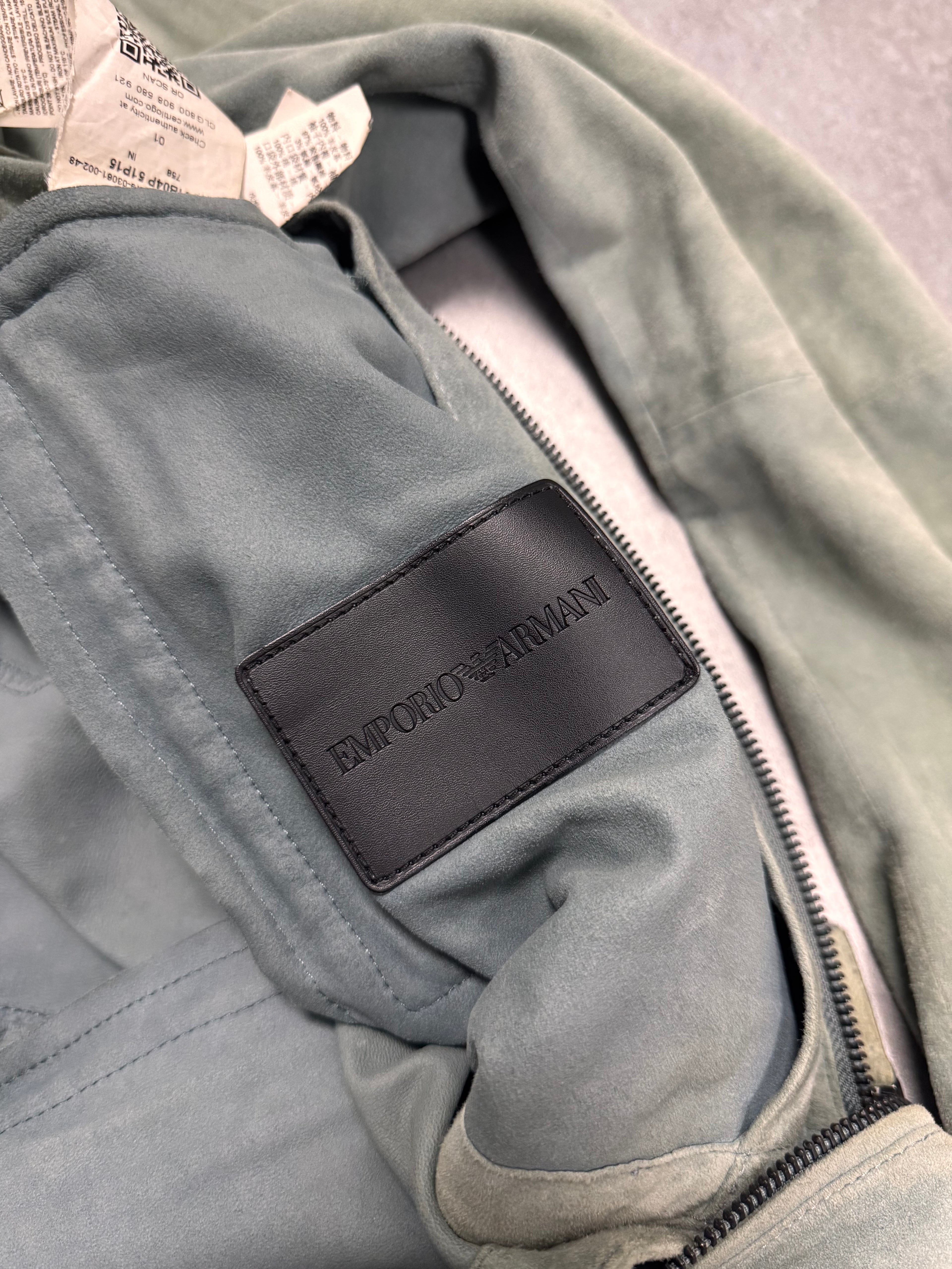 SS2019 Emporio Armani Alga Green Suede Leather Jacket