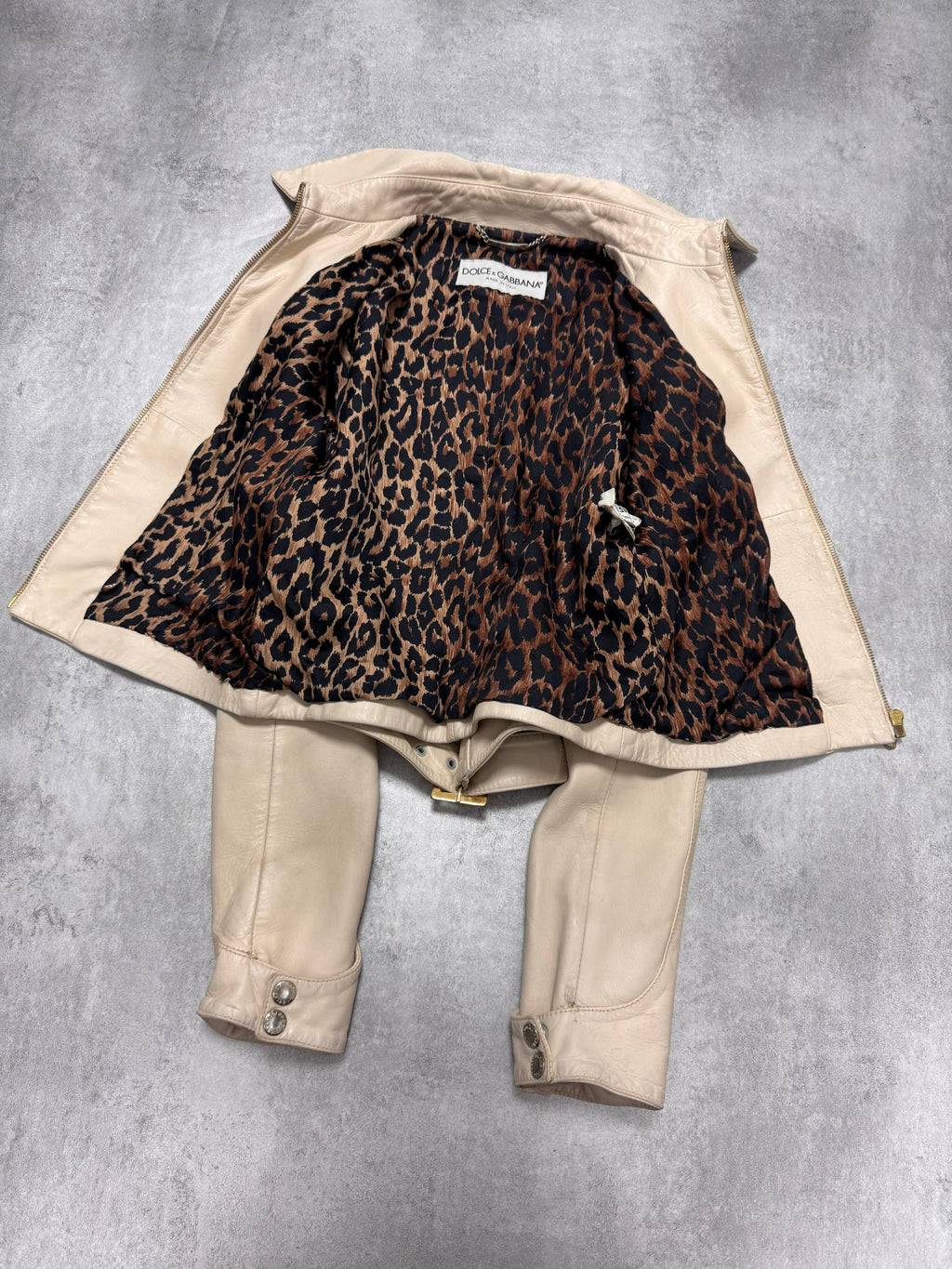 2000s Dolce & Gabbana Cream White Round Leather Jacket