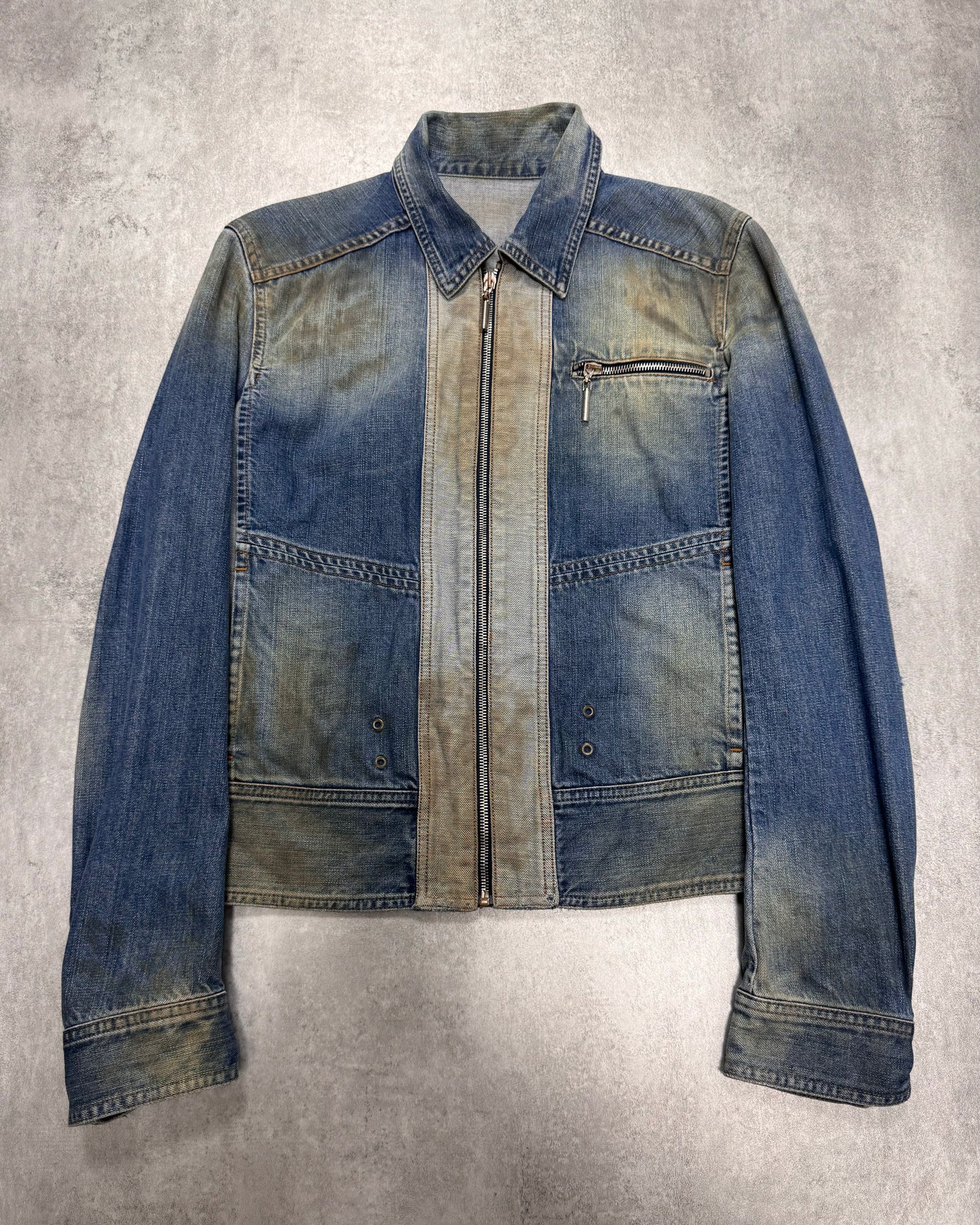 SS2005 Cavalli Dirty Effect Carpenter Denim Jacket (M)