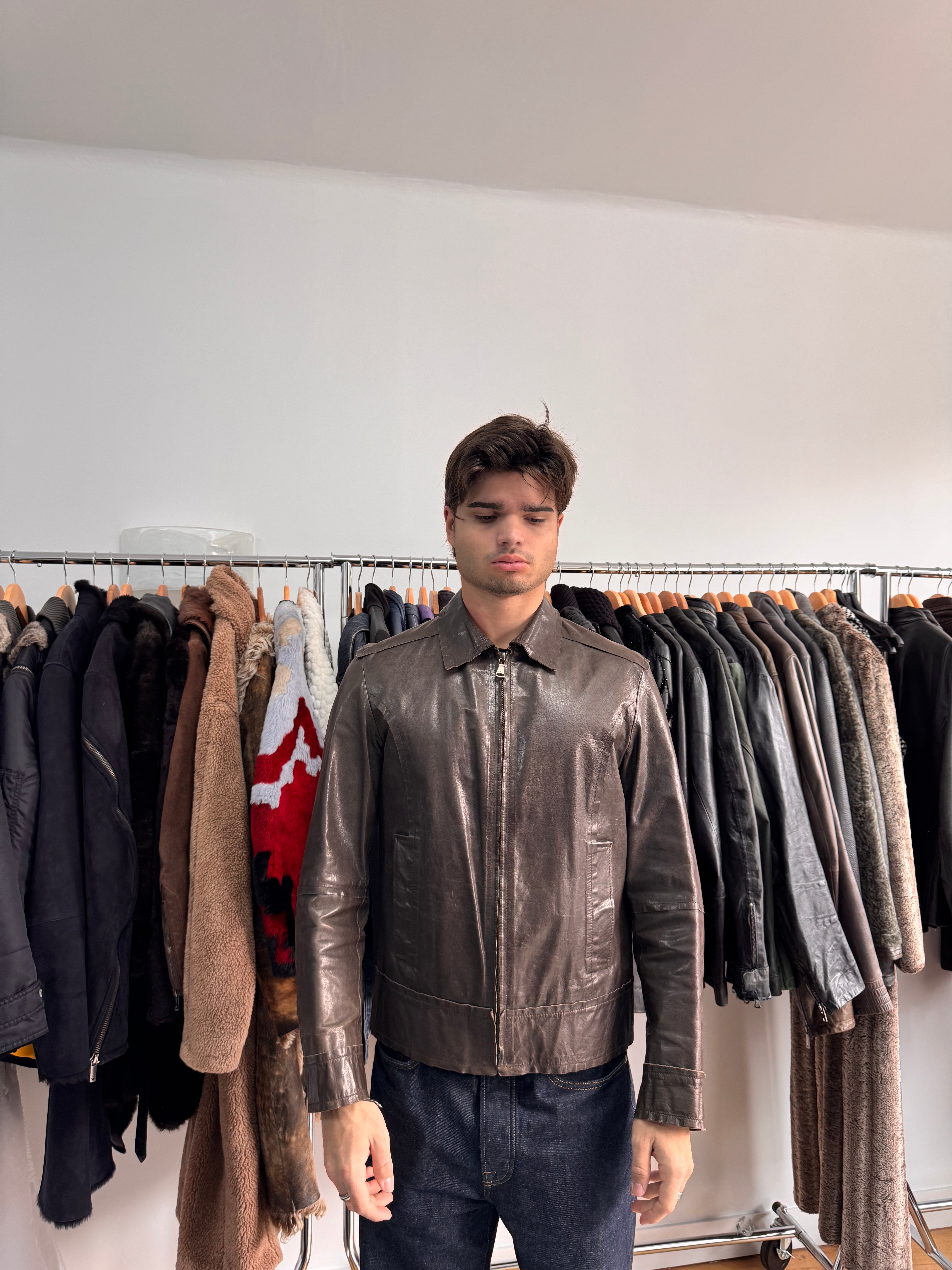 2000s Dolce & Gabbana Perfect Simple Brown Leather Jacket – Dolce