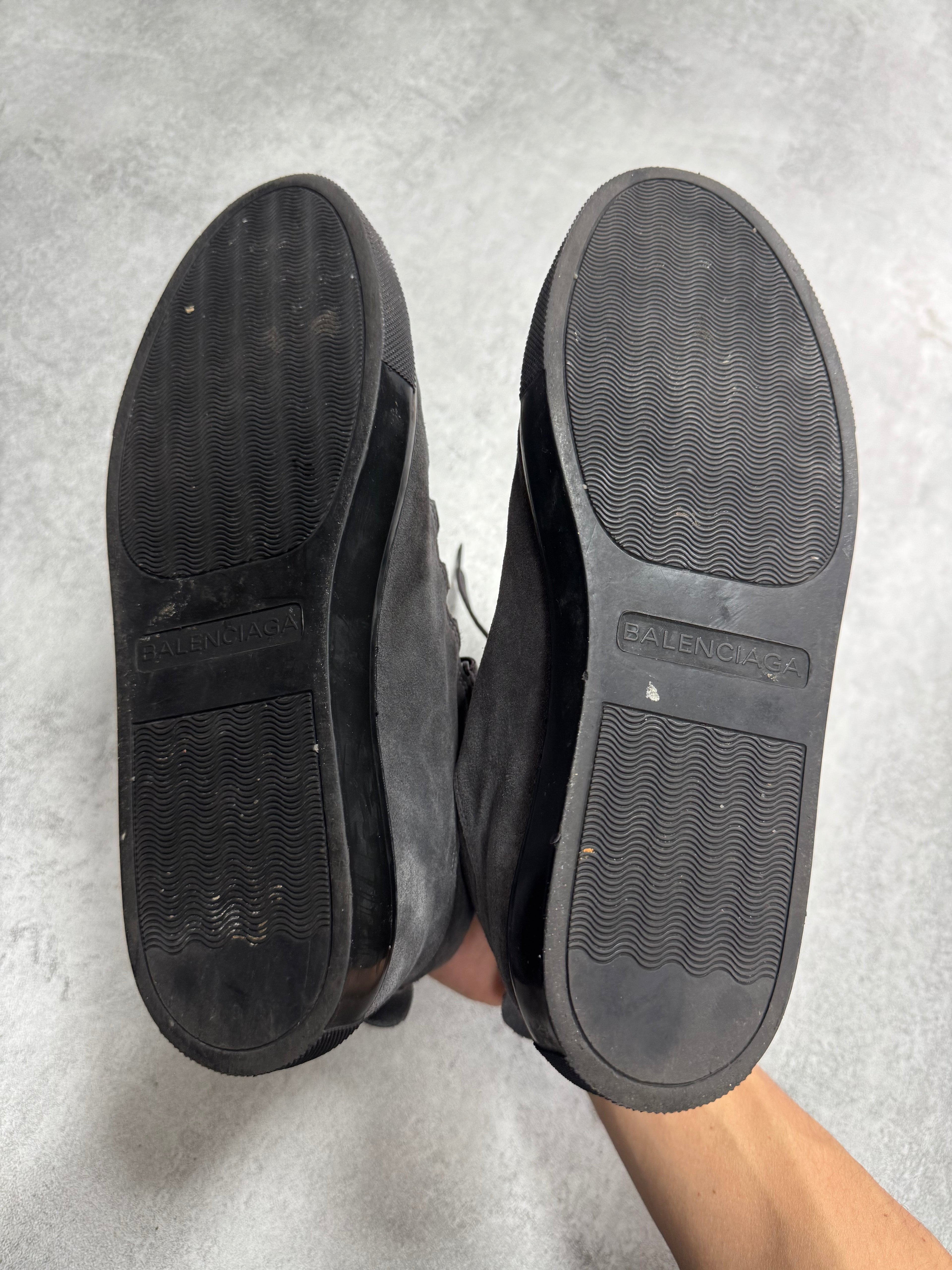 Balenciaga Arena High Dark Grey Suede Leather Sneakers