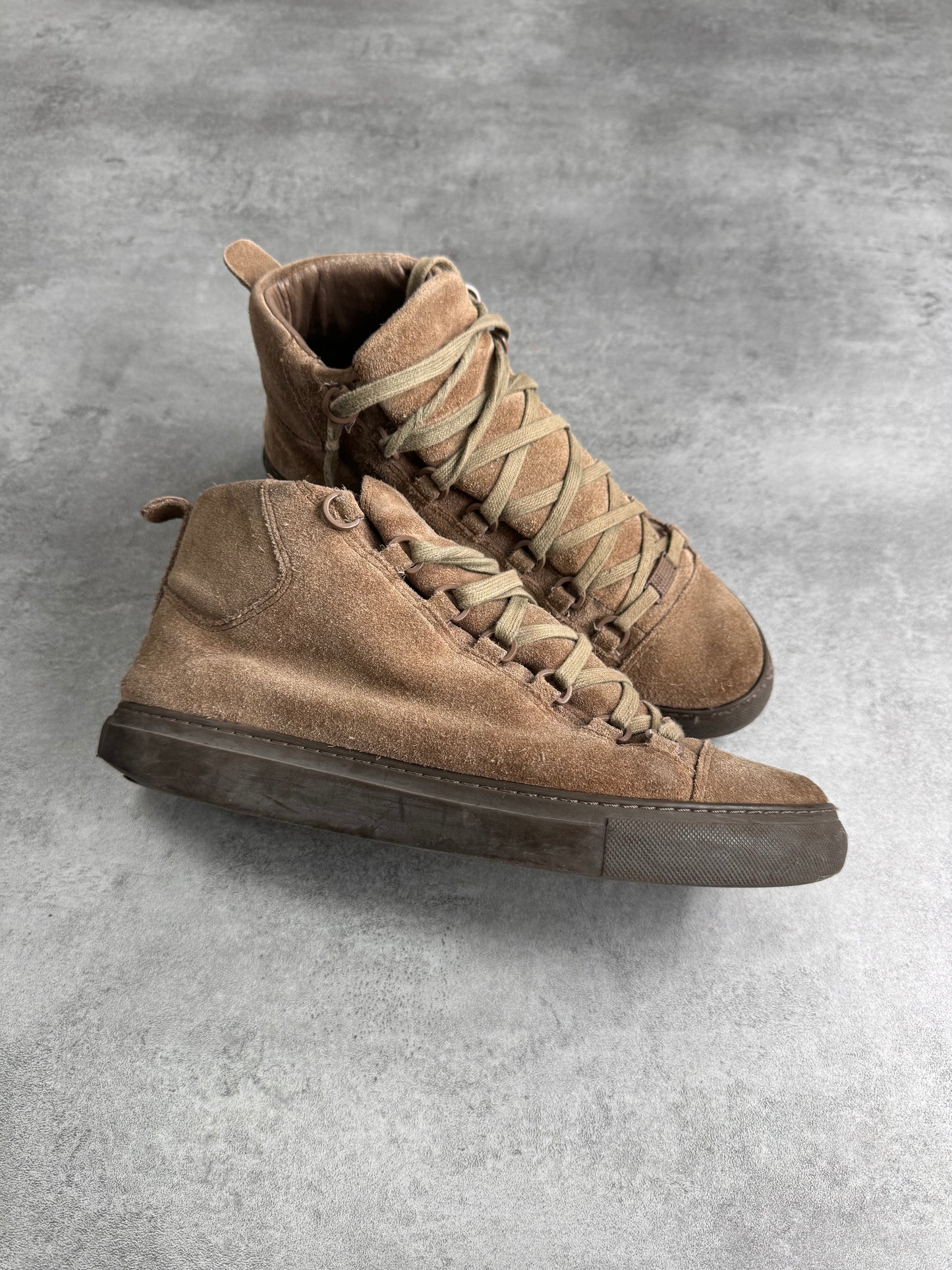 Balenciaga Arena High Brown Suede Leather Sneakers (41eu/us8)