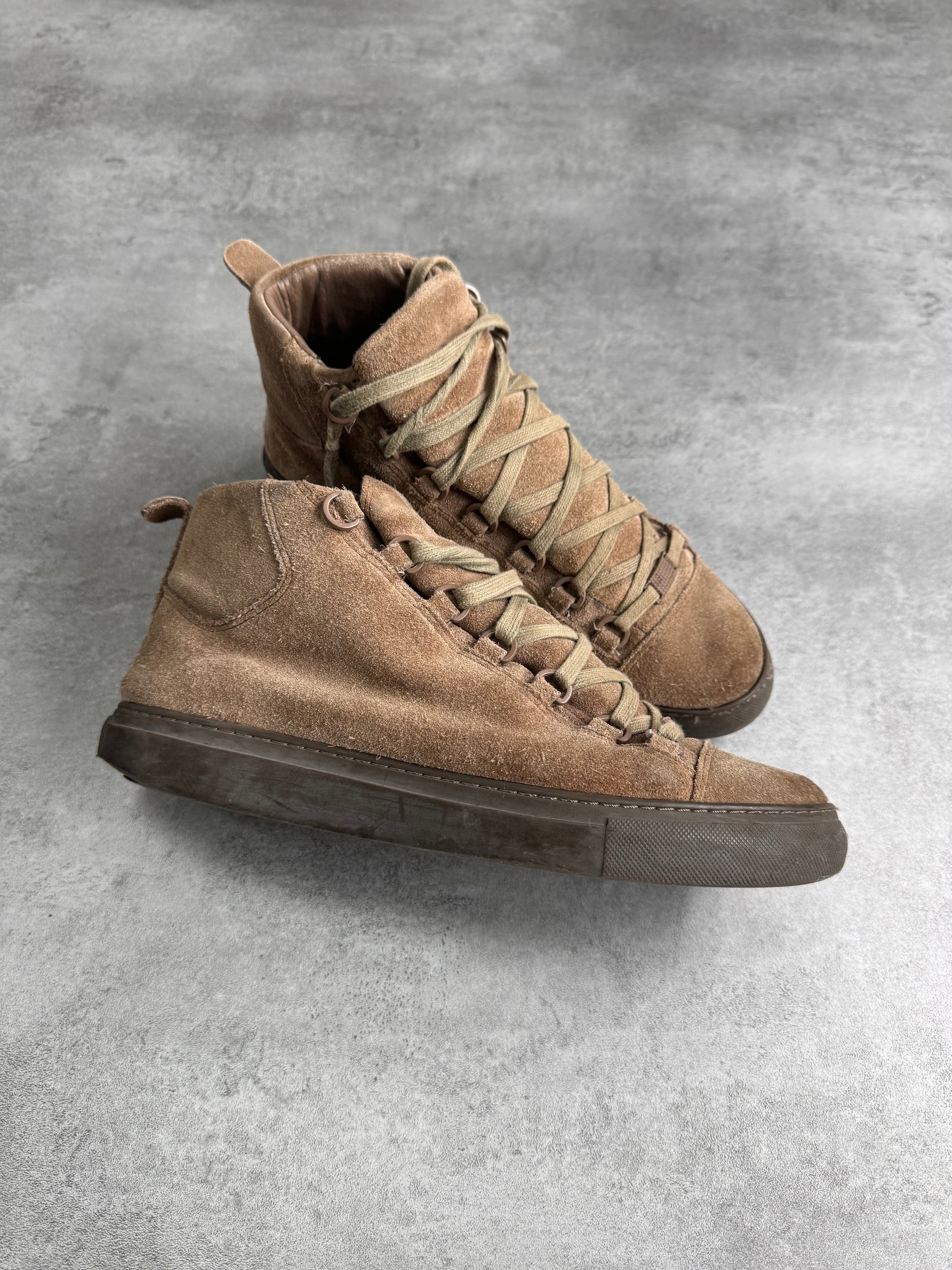 Balenciaga Arena High Brown Suede Leather Sneakers