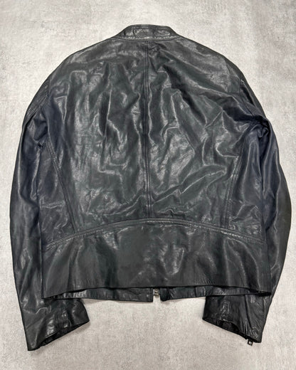 SS2014 Maison Margiela Navy 5-Zip Leather Jacket (L)