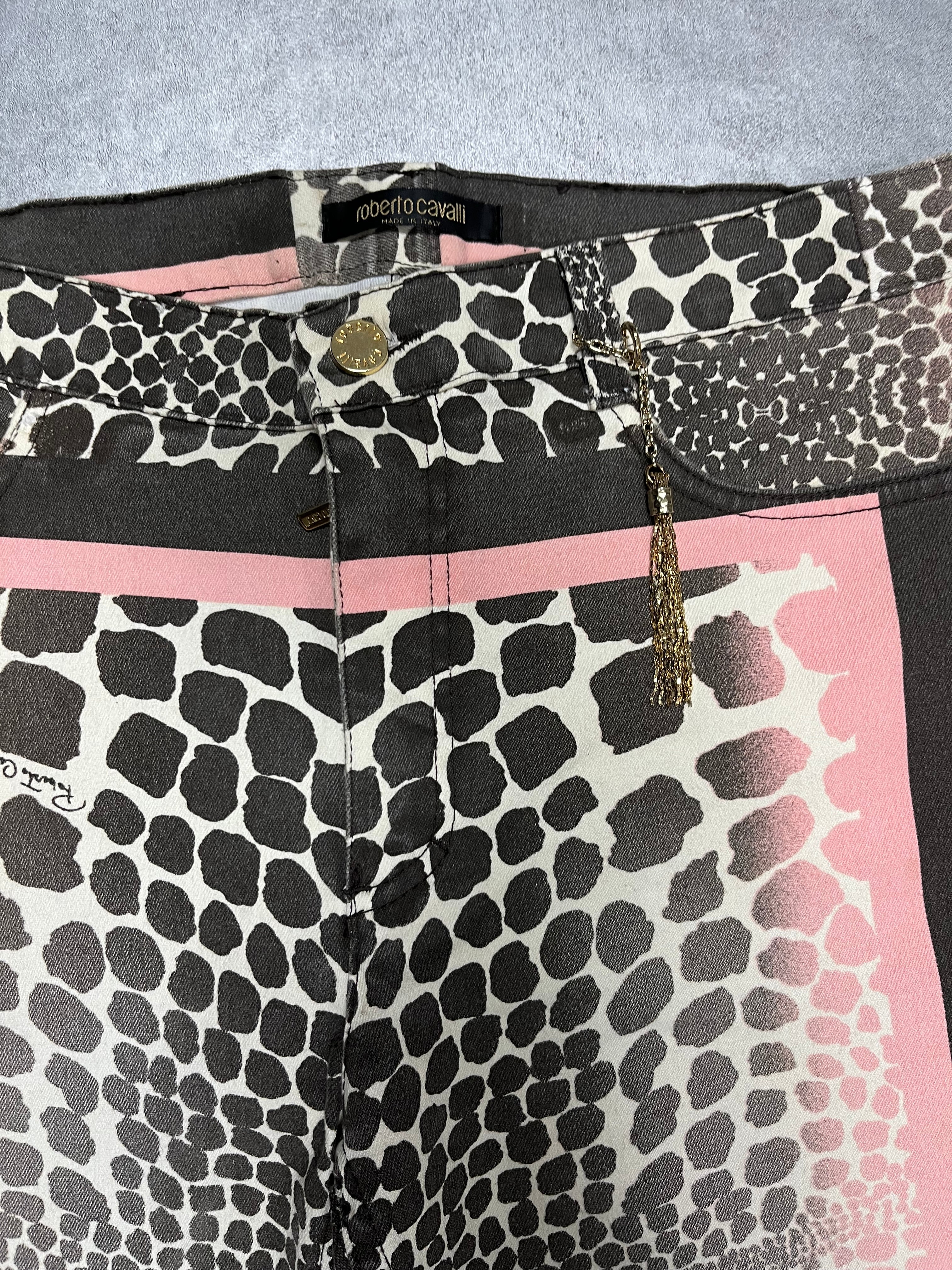 Roberto Cavalli Exotic Black & Pink Print Pants