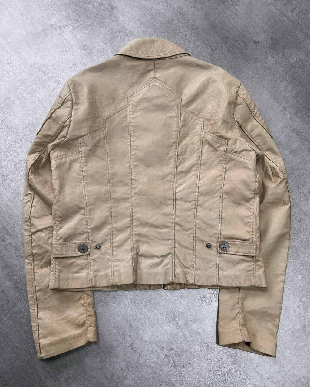 1990s Giorgio Armani Sand Armor Patches Leather Jacket