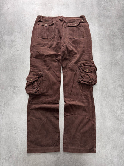 AW2004 Daniele Alessandrini Velvet Cargo Brown Pants (L)