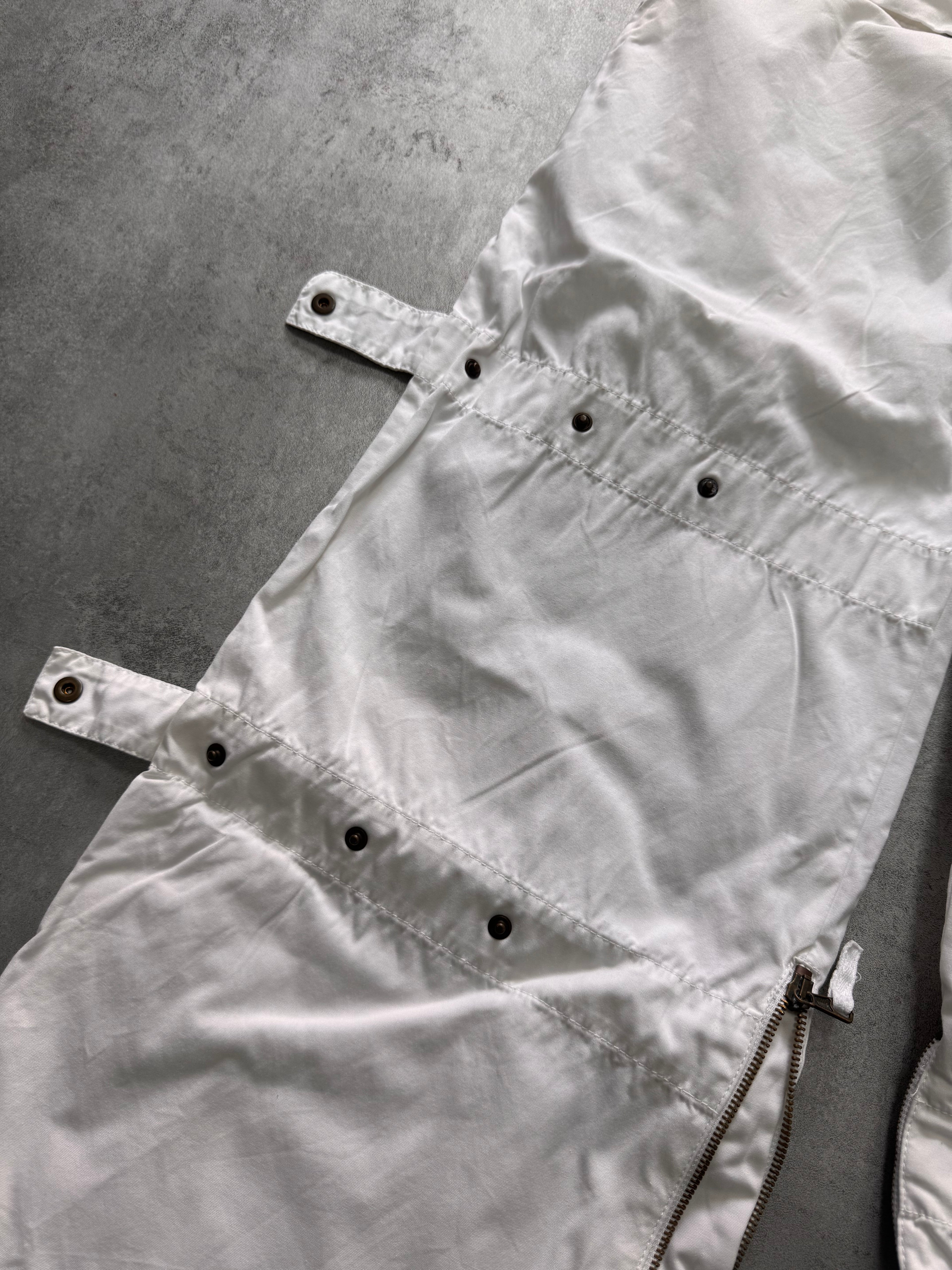 2000s Andrew Mackenzie Cargo Parachute White Wide Pants