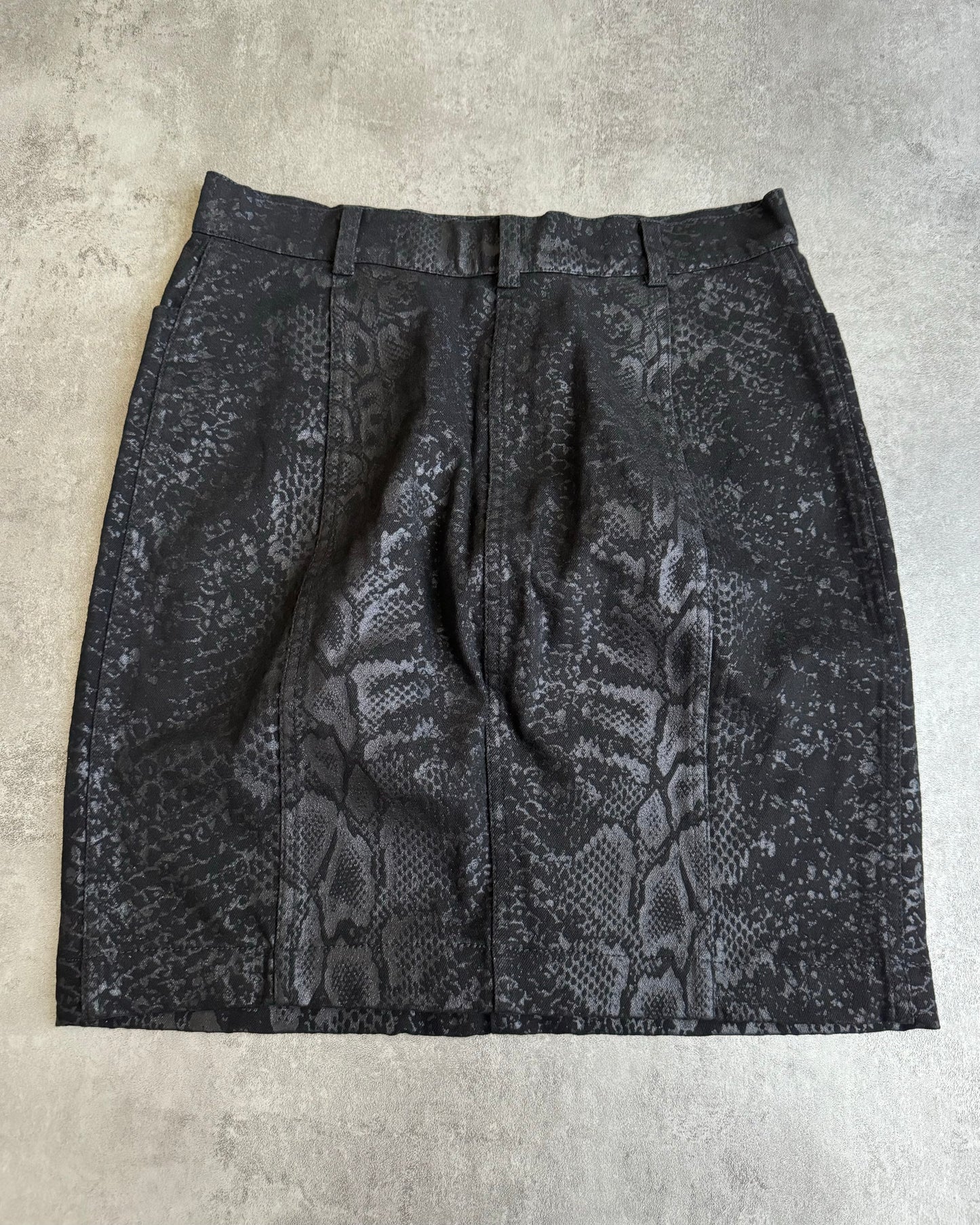 AW1999 Roberto Cavalli Black Python Effect Legend Skirt (S) - 2