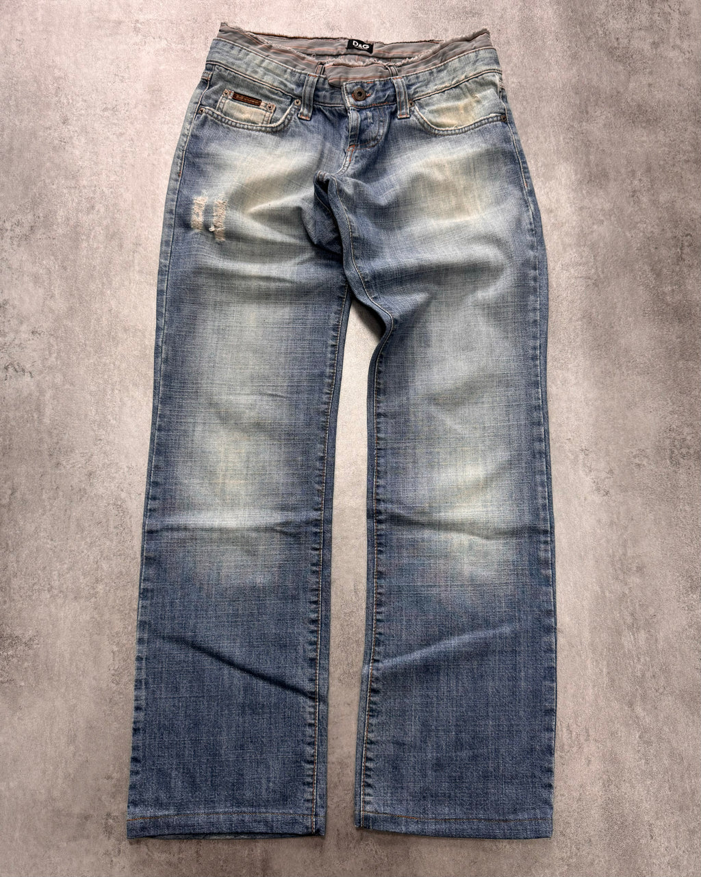 SS2005 Dolce & Gabbana Sun Faded Double Waist Denim Jeans