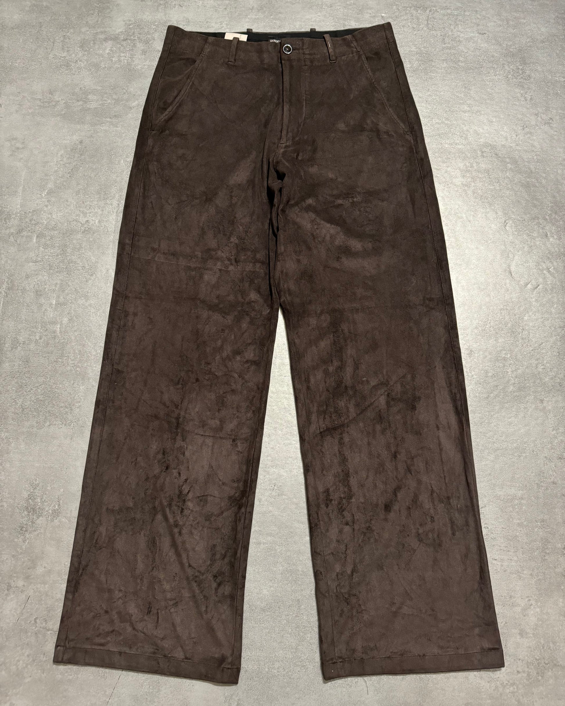 Giorgio Armani Brown Suede Textured Elegant Cozy Pants (M/L) - 1