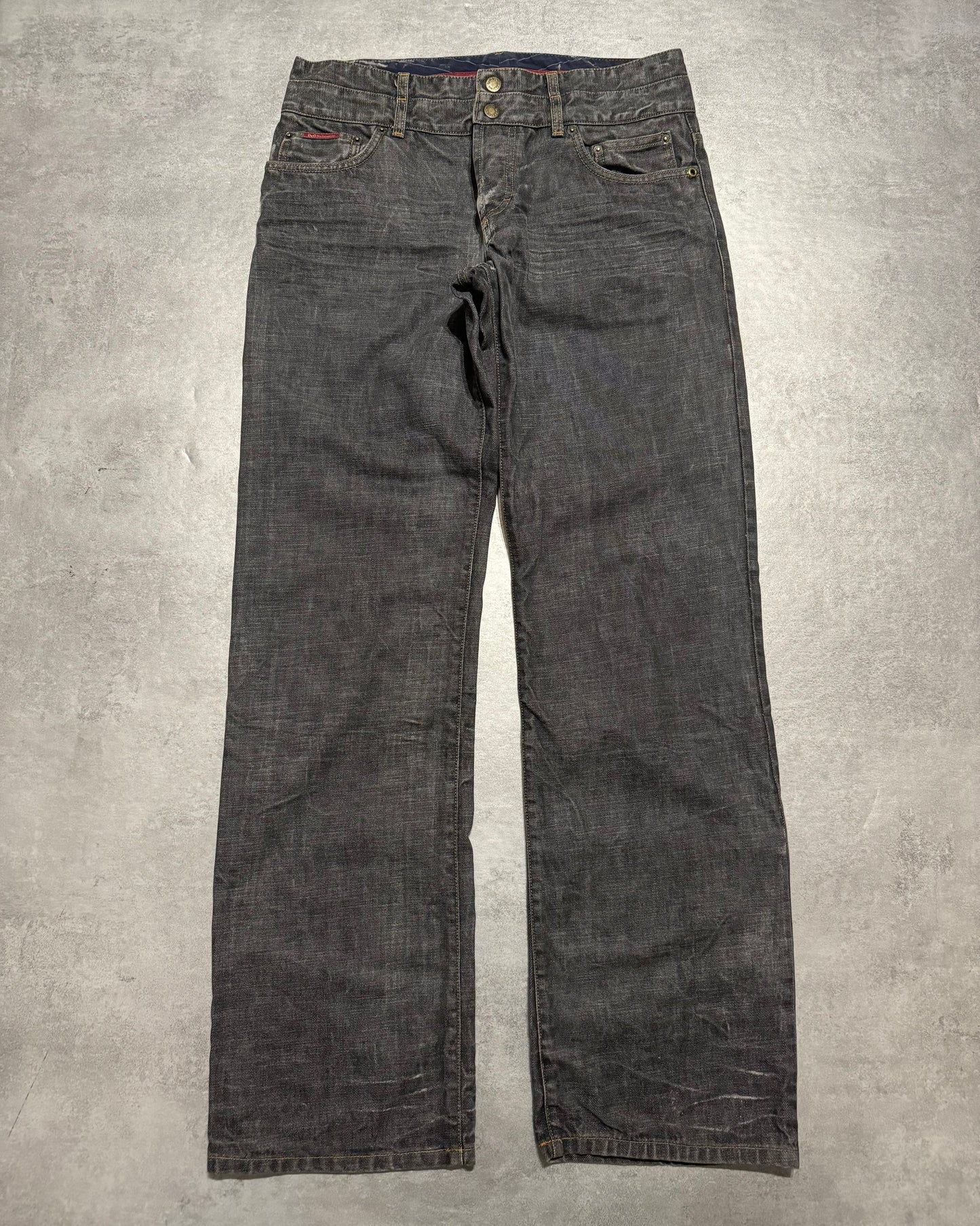 AW2003 Dolce & Gabbana Double Waisted Eroded Grey Denim Jeans (L) - 1