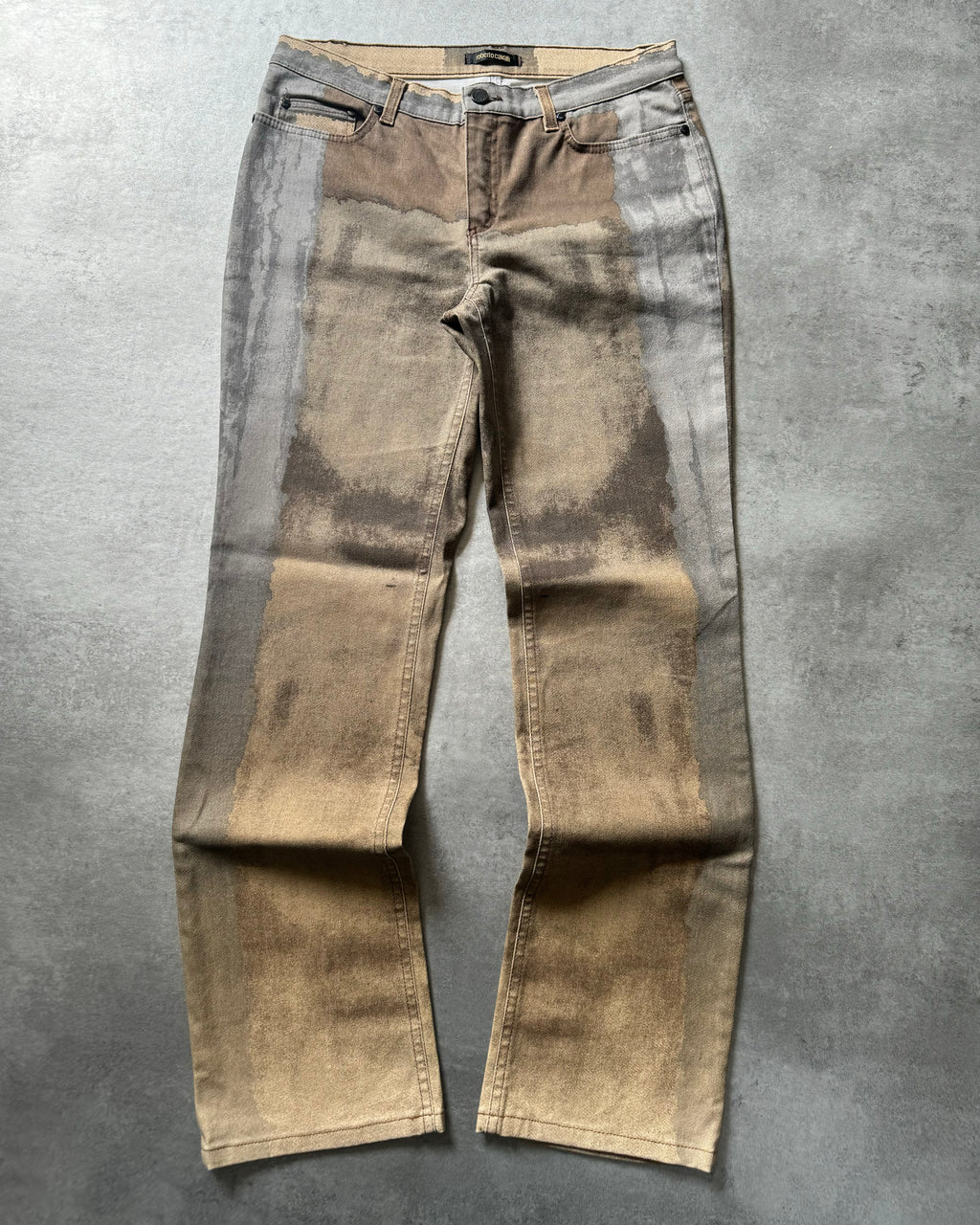 FW01 Roberto Cavalli Brown Autumn Forest Wood Pants (S) - 1