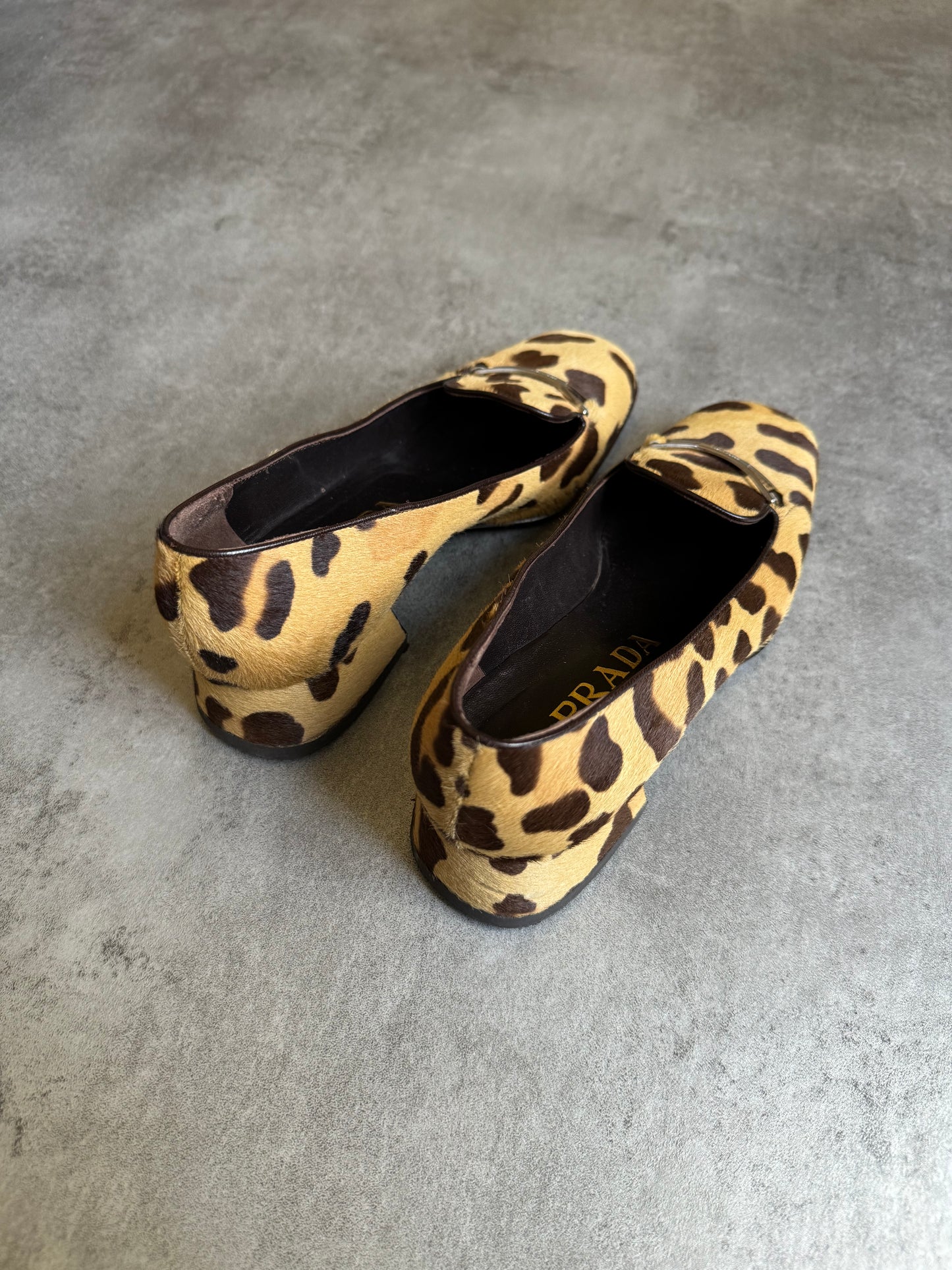 2000s Prada Pony Hair Leopard Print Cheetah Heels (37,5) - 9