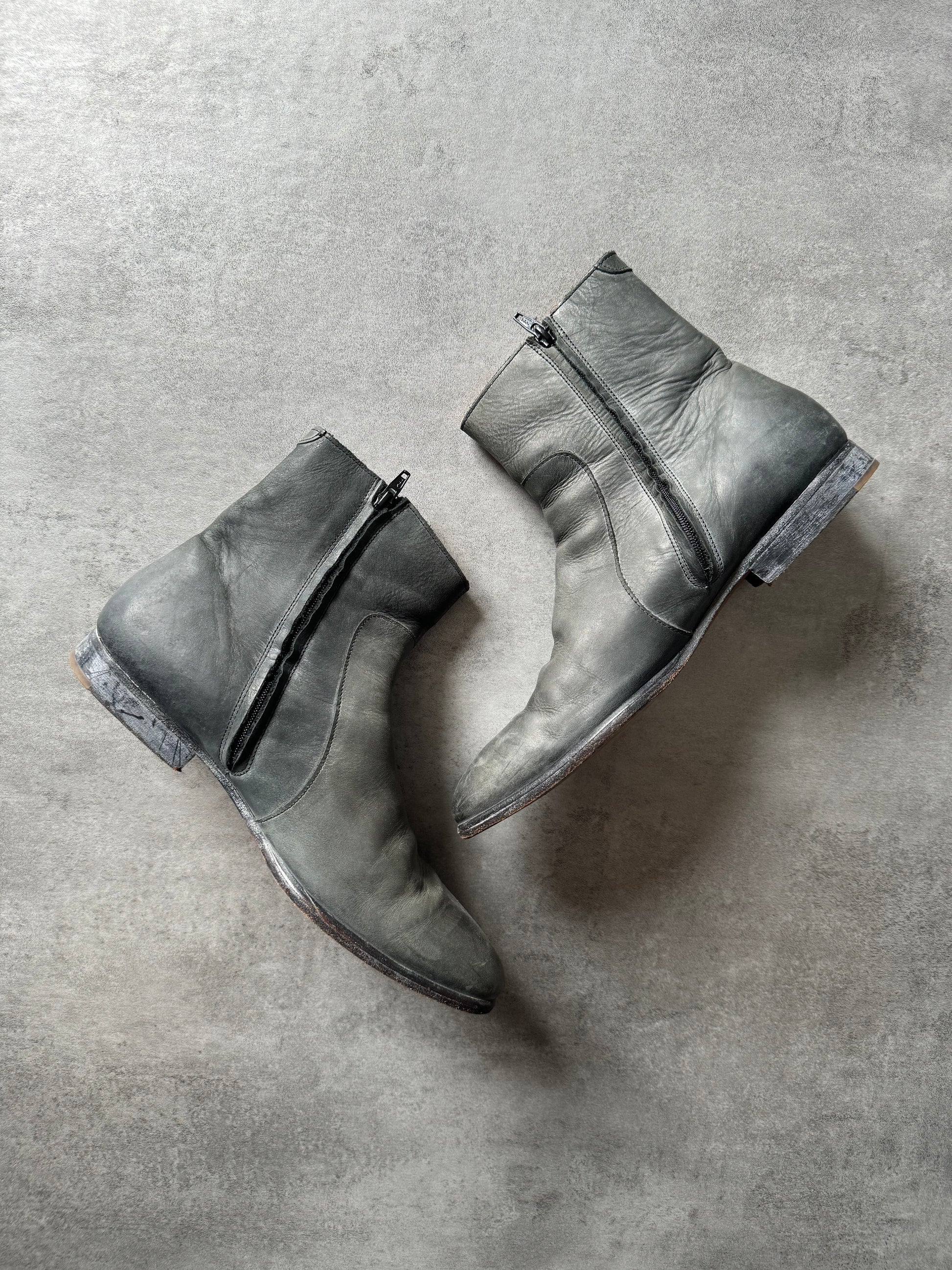 Grey distressed boots hotsell