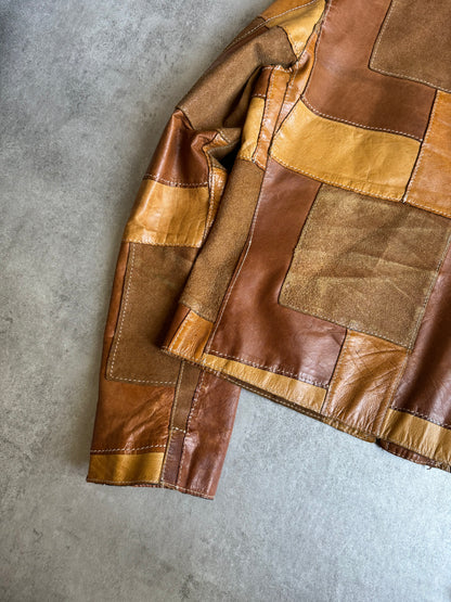 SS2001 Dolce & Gabbana Camel Patchwork Leather Jacket (M) - 5