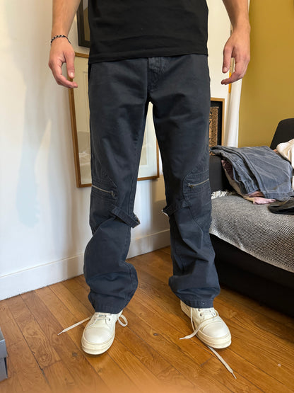 2000s Armani Bondage Cargo Black Strapped Pants (L) - 3