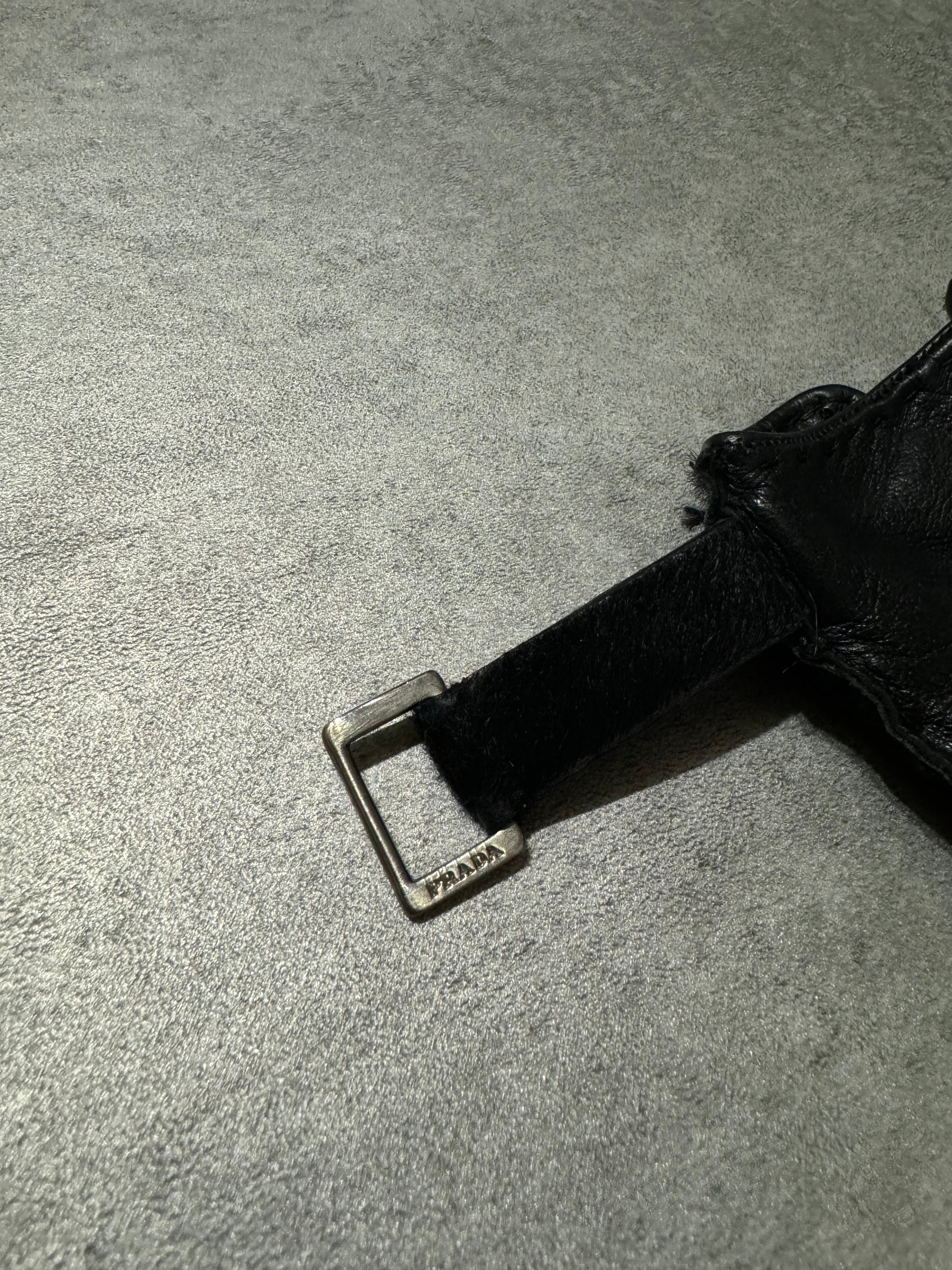 2000s Prada Black Pony Hair Leather Gloves (OS) - 4