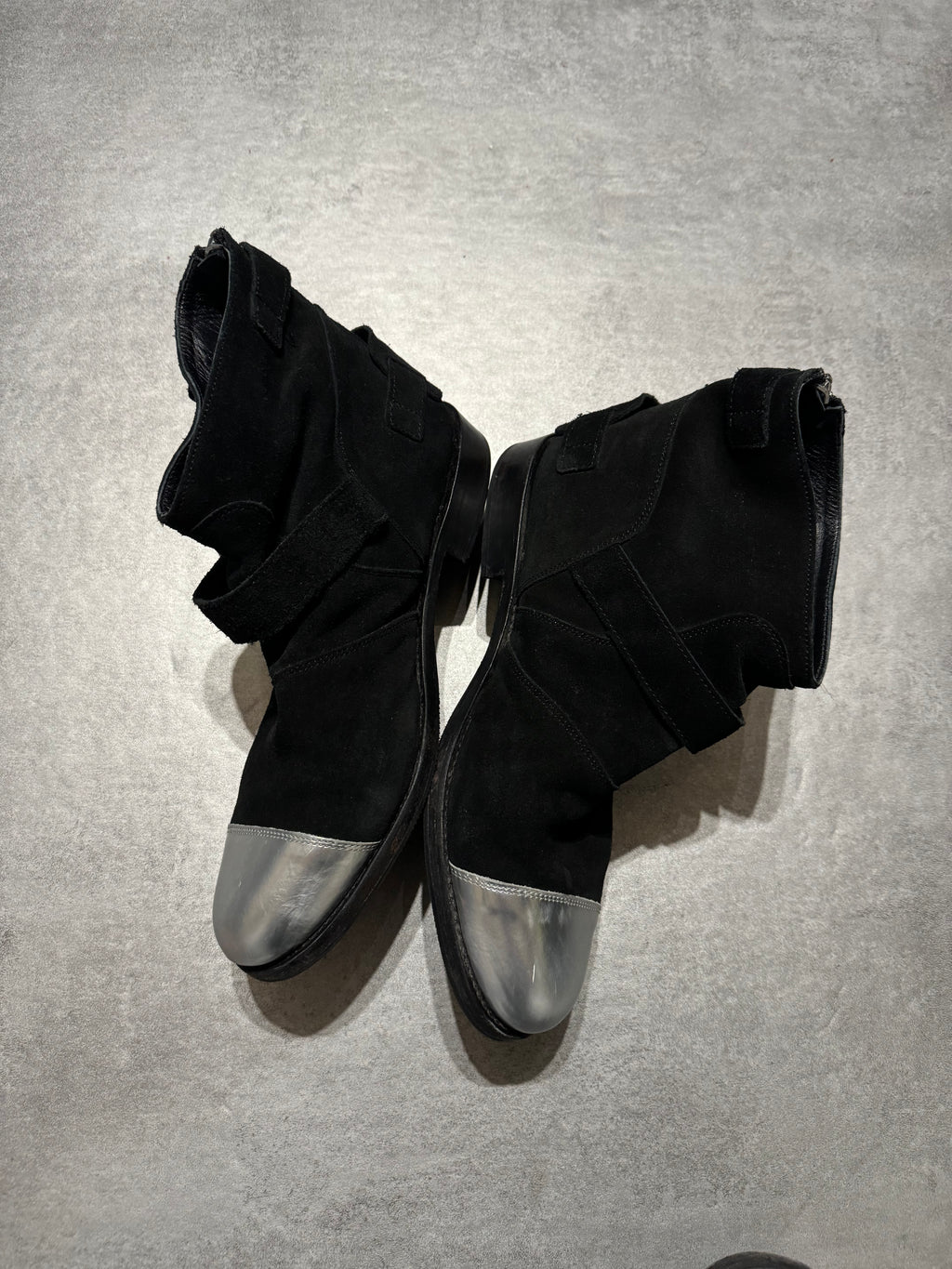 Balmain x H&M Black Silver Toe Chukka Strap Boots  (44) - 8