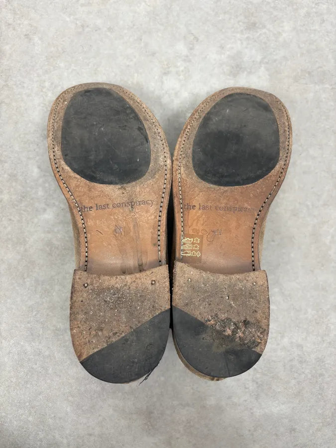 The Last Conspiracy Beige Suede Leather Eroded Derby Shoes TuJEWES 7