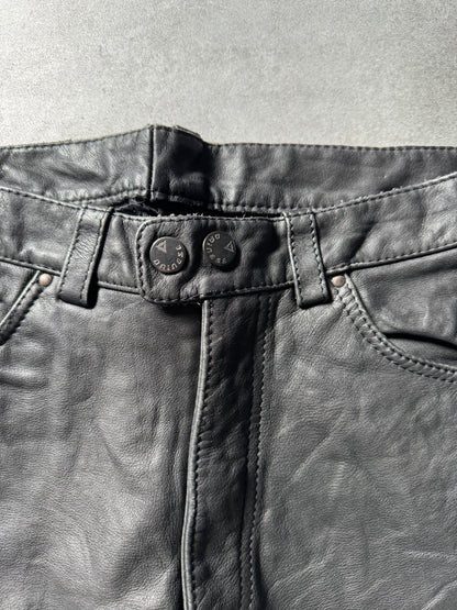 Dainese Black Moto Biker Leather Pants (S) - 9