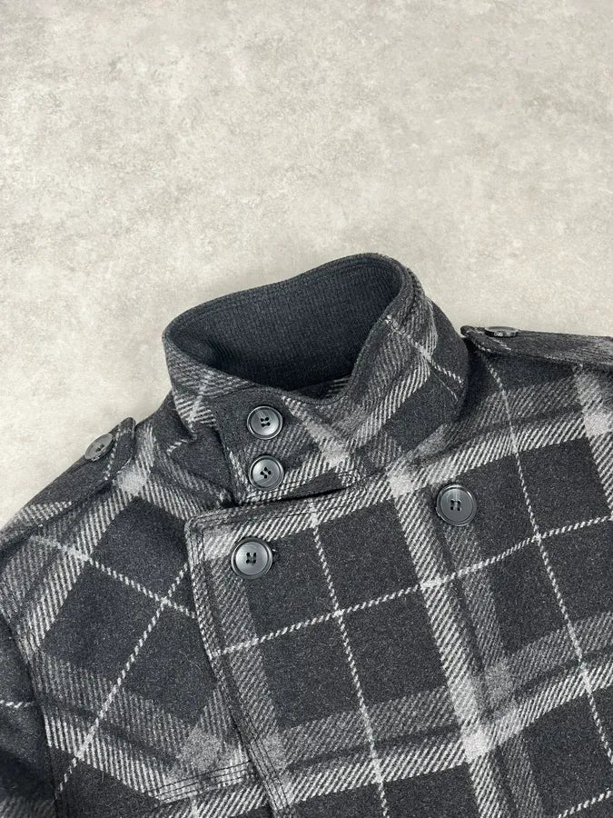 2000s Dolce & Gabbana Grey Checkered Wool Buttoned Jacket DZbWxyq 3