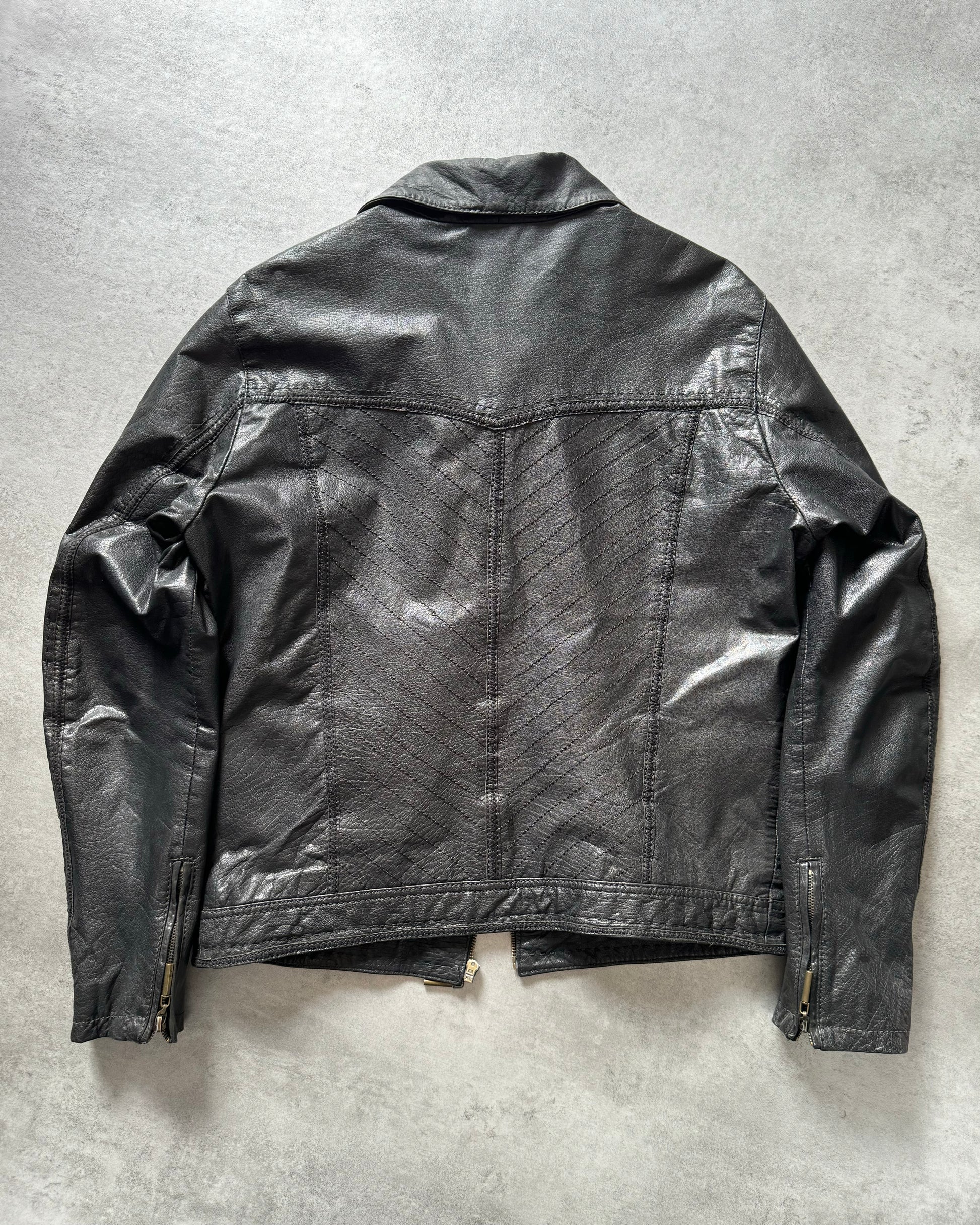 SS2007 Cavalli Black Premium Charismatic Leather Jacket (L) - 2