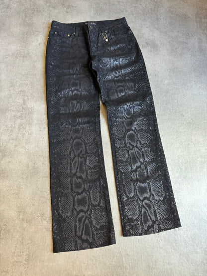 AW1999 Roberto Cavalli Black Serpent Python Pants (S) - 3