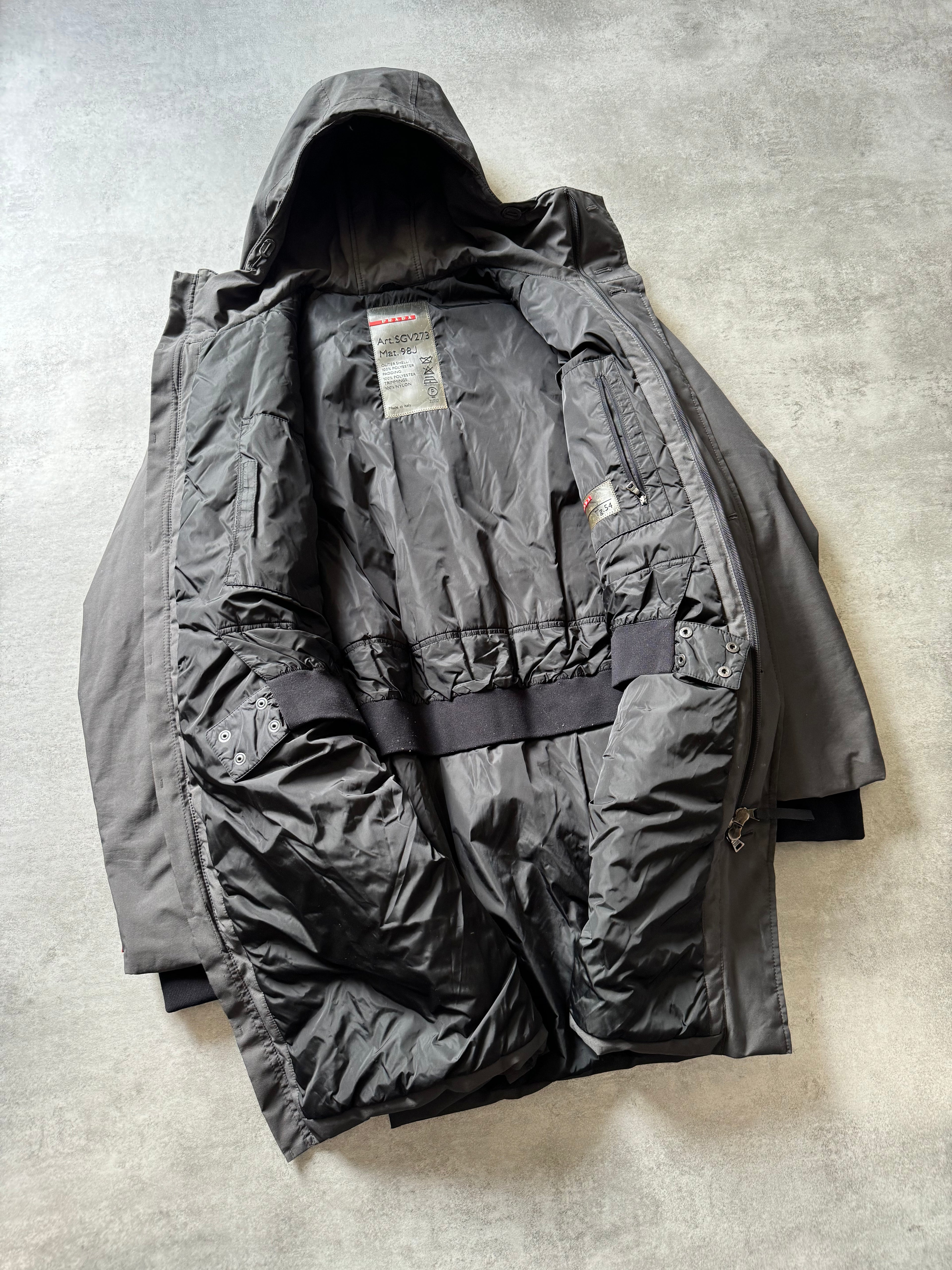 2000s Prada Linea Rossa Long Grey Jacket  (L) - 7
